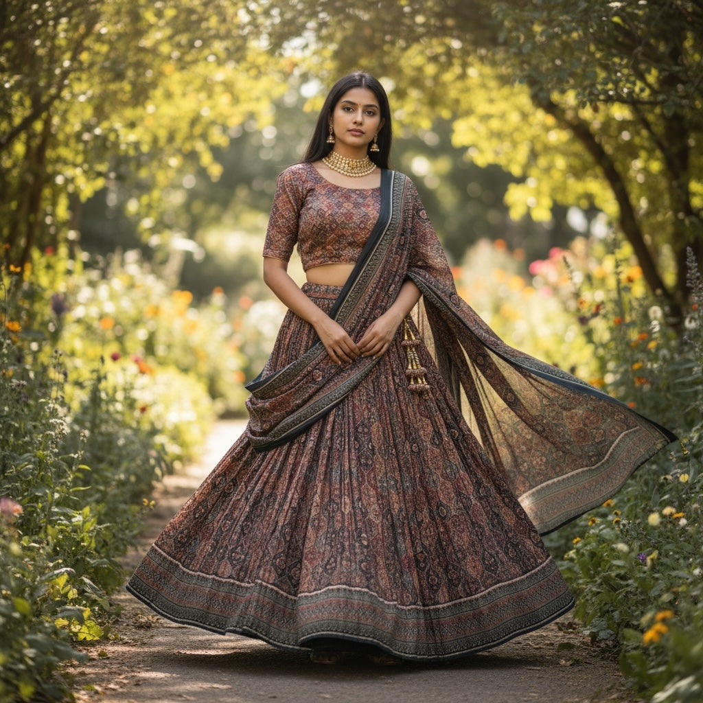 Ogee Print Lehenga Set