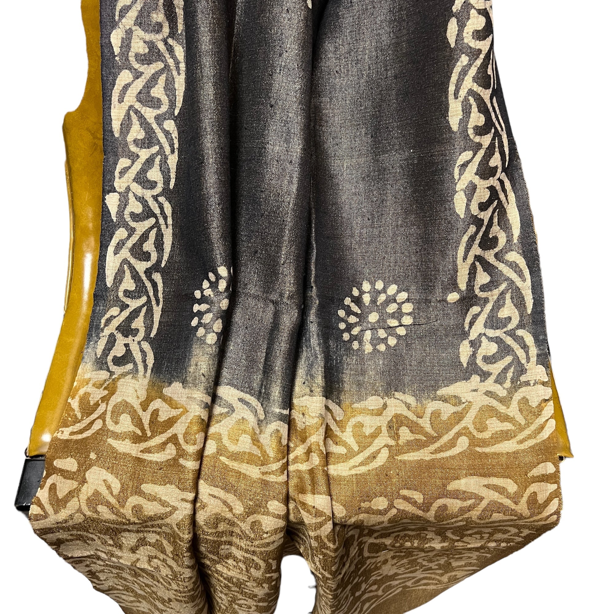 Charcoal & Olive Handwoven Silk Scarf - Vintage India NYC