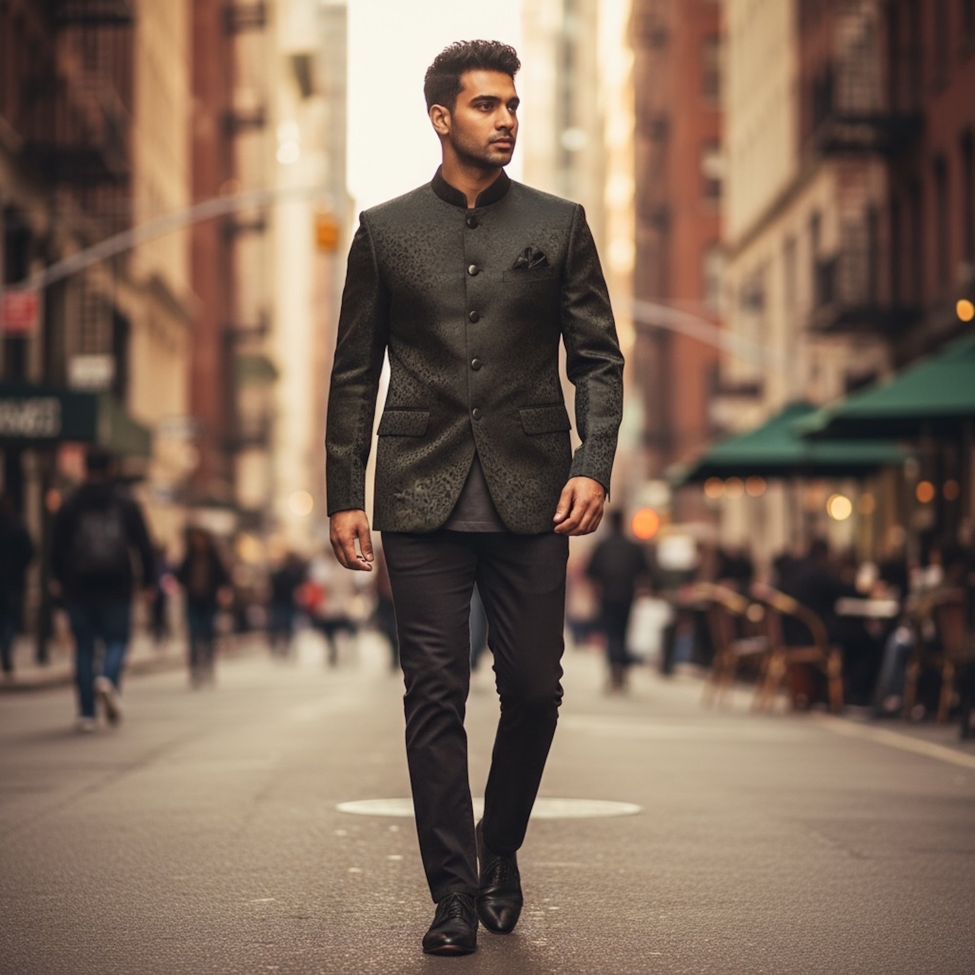 Olive Floral Jacquard Jodhpuri Jacket