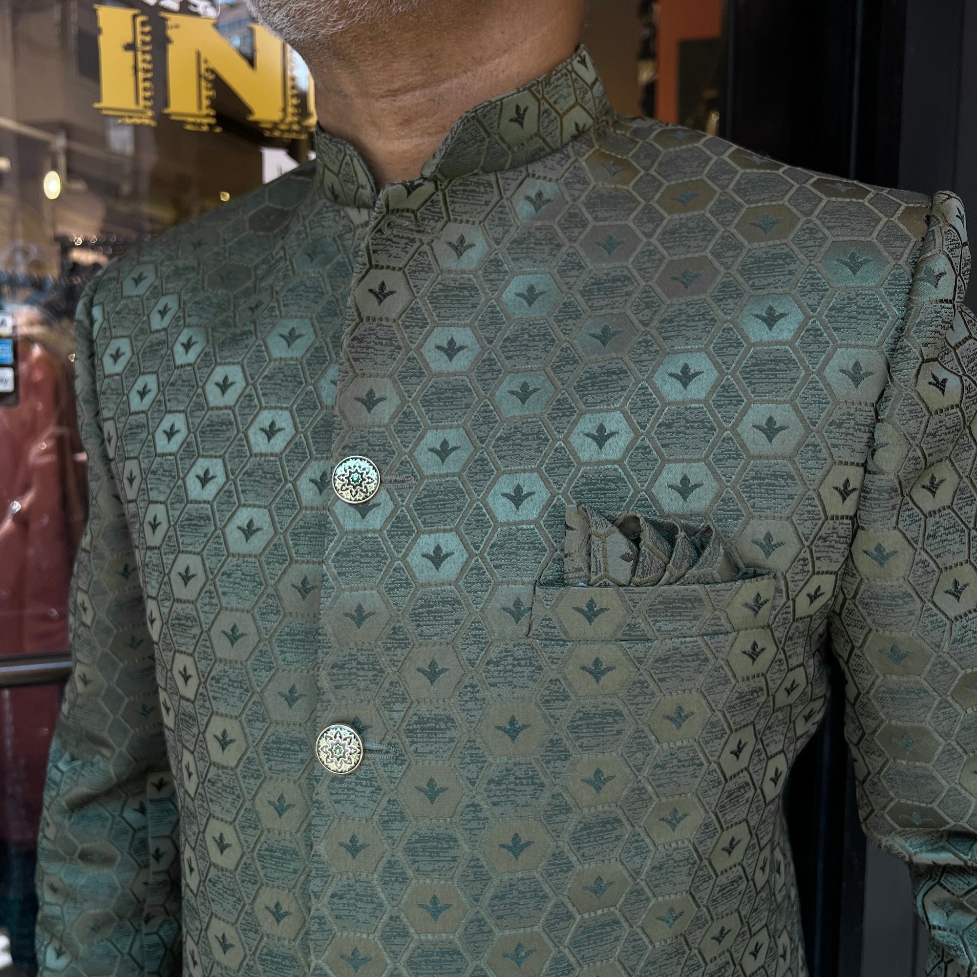Olive Honeycomb Jodhpuri Jacket