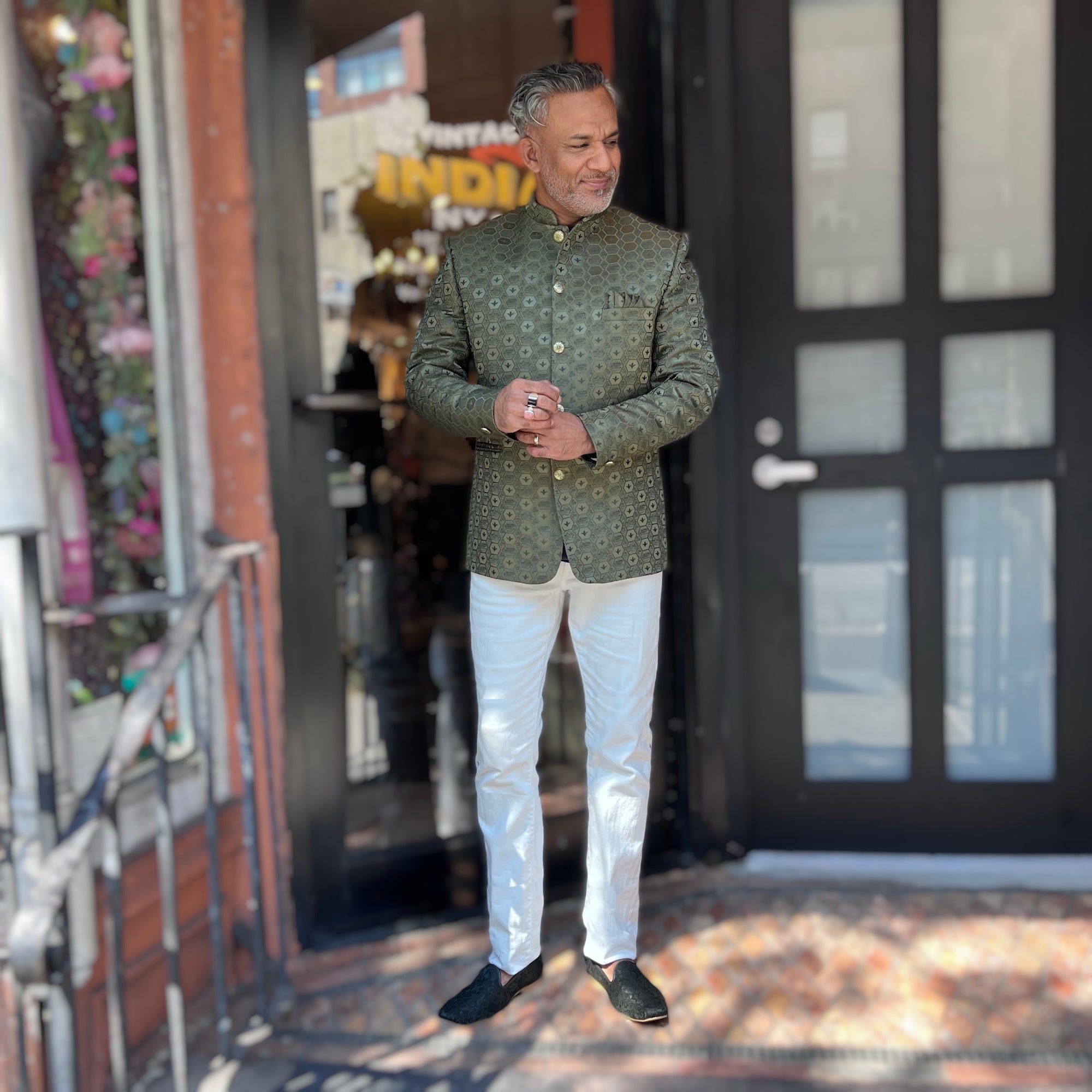 Olive Honeycomb Jodhpuri Jacket