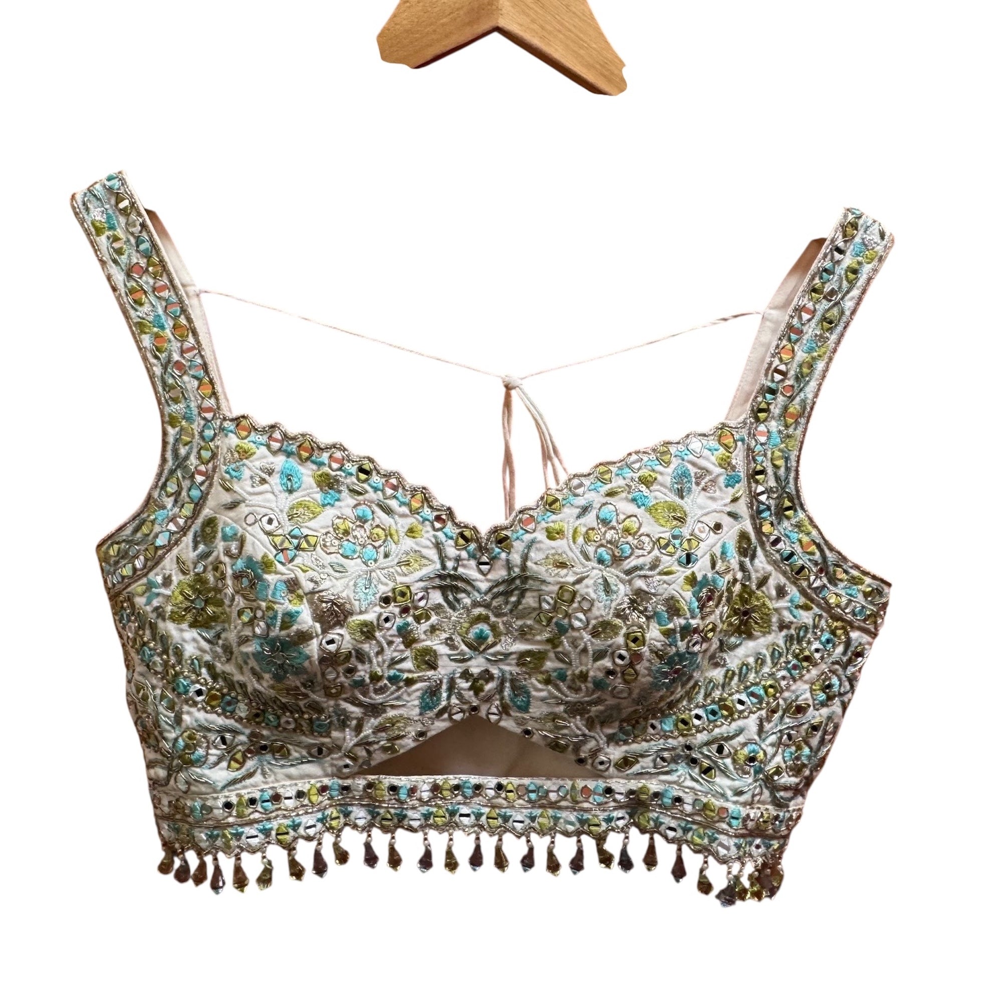 Aqua Lemon Ombre Embroidered Lehenga Set