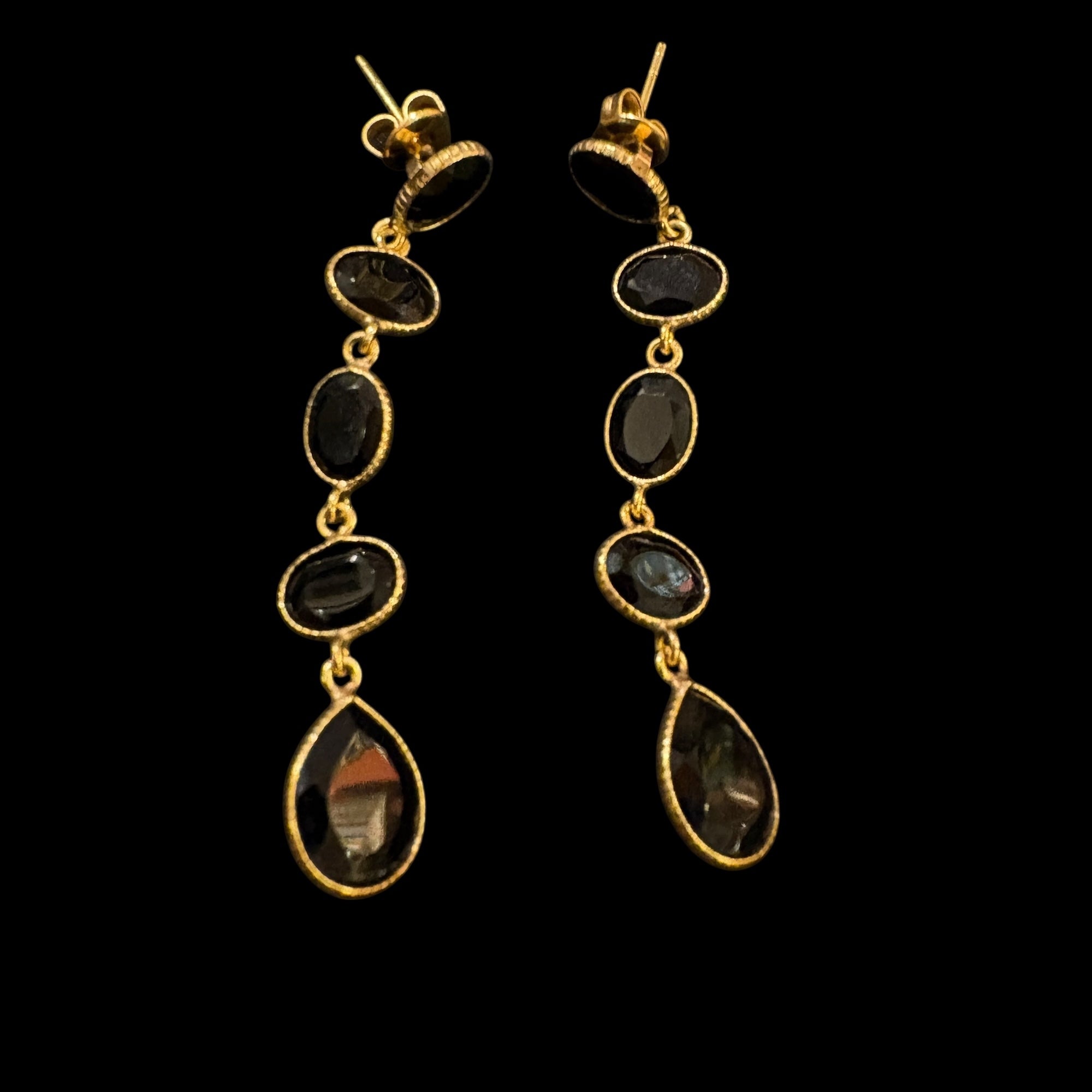 MK Semi Precious Dangling Stones Earrings-Colors - Vintage India NYC