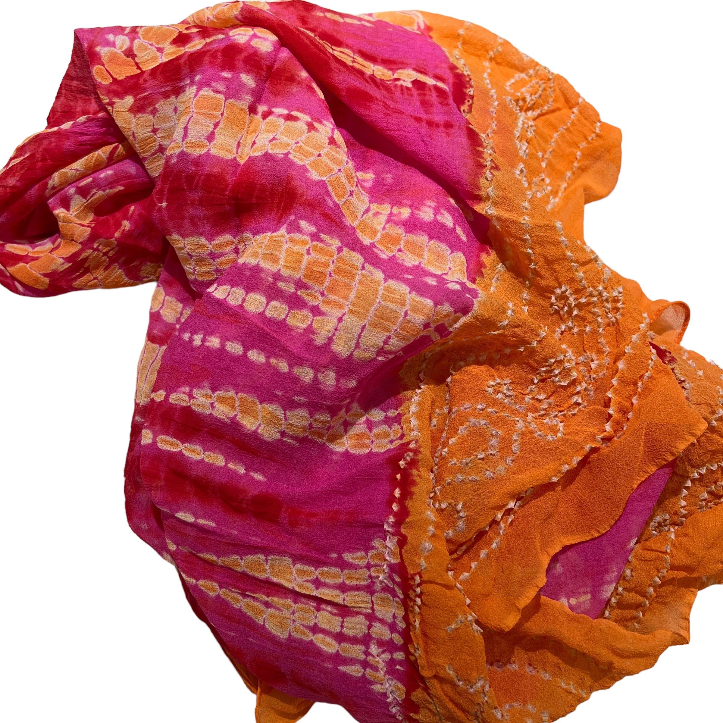 Shibori Bandhani Silk Crepe Scarves -6 Colors - Vintage India NYC
