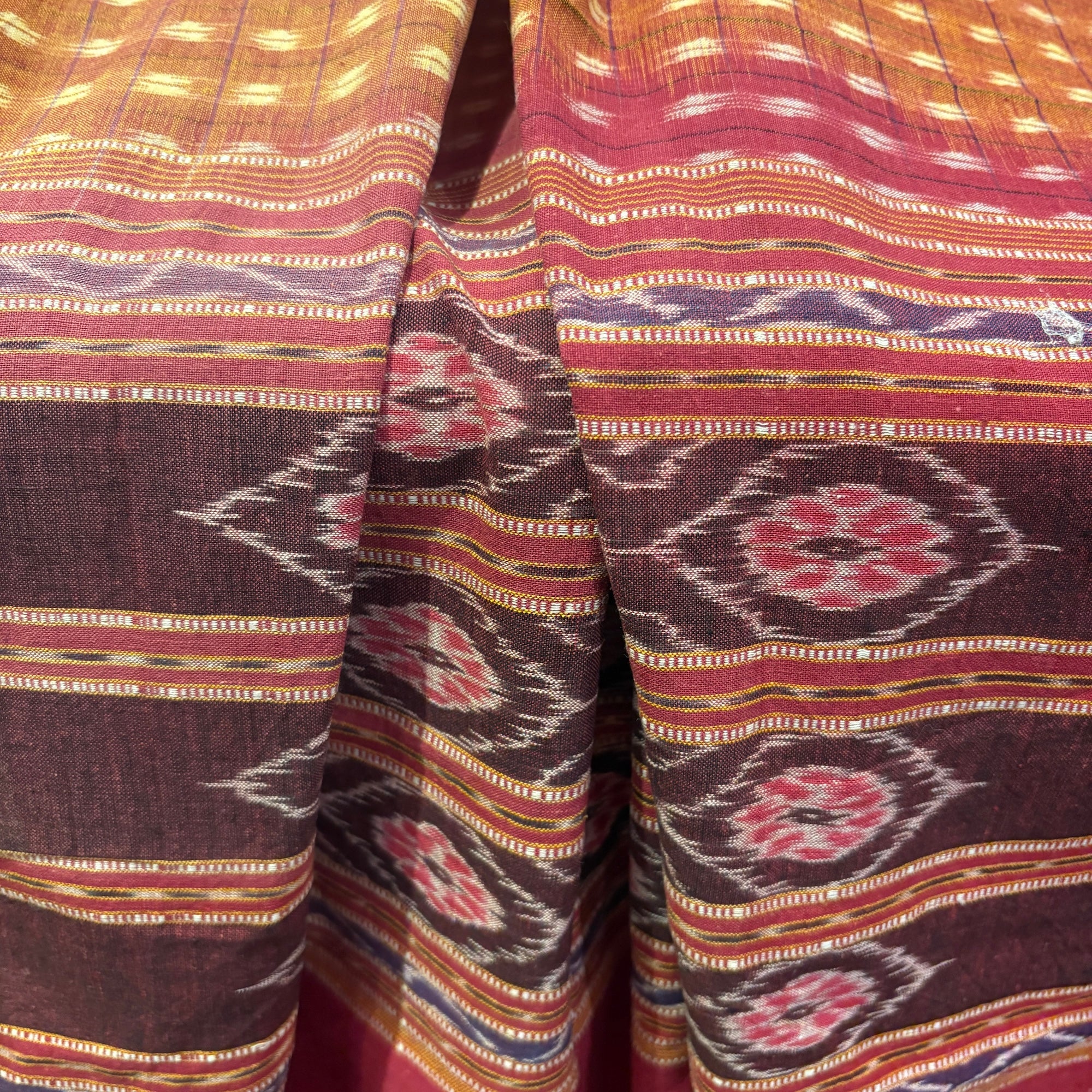 Orissa Ikat Handwoven Cotton Dupatta - Vintage India NYC