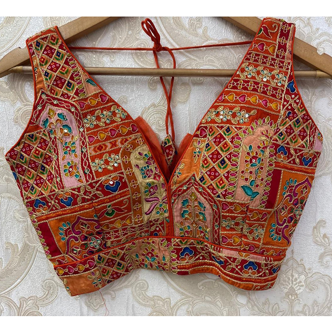 V Neck Embroidered Patchwork Blouse Colors