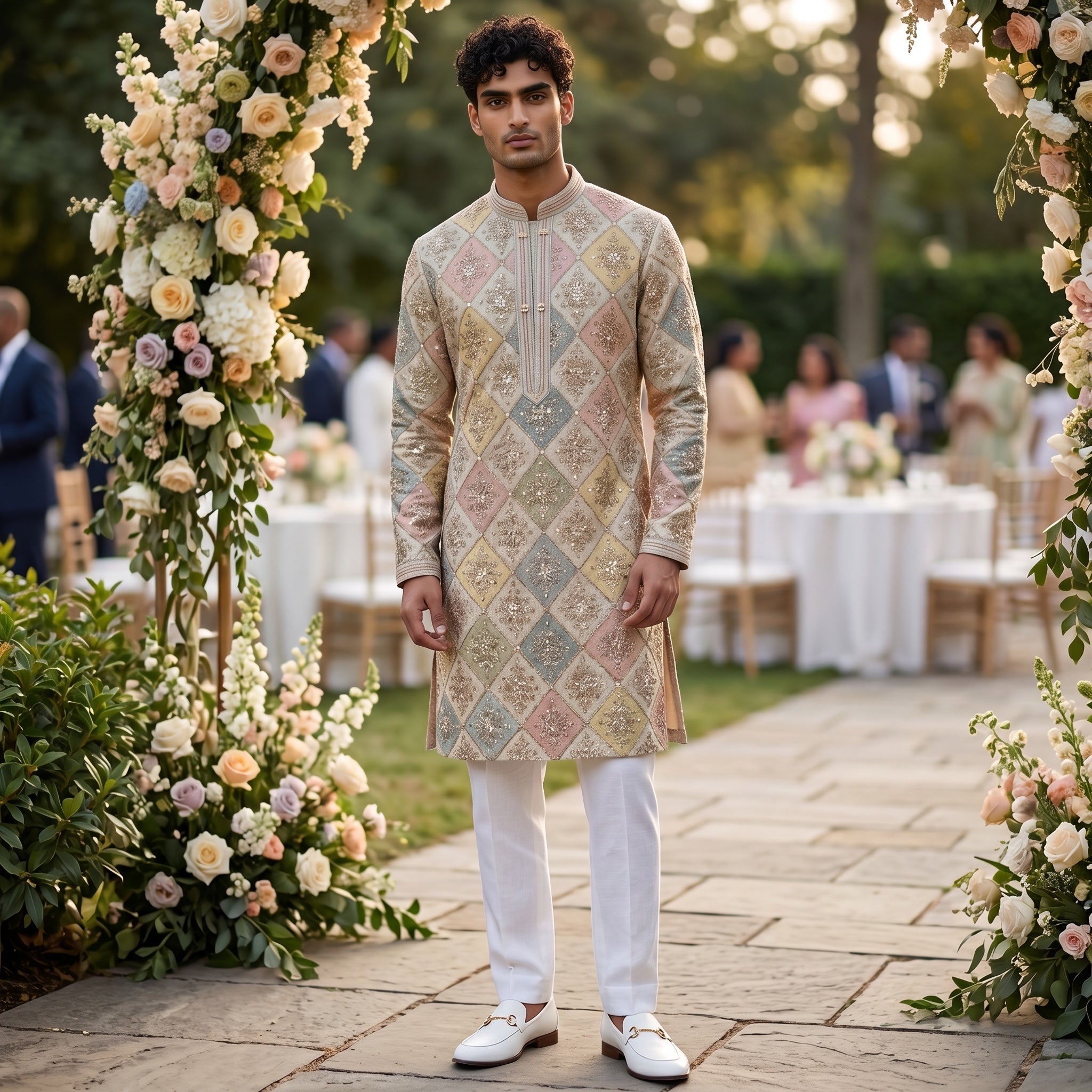 Pastel Diamond Heavy Embroidered Kurta
