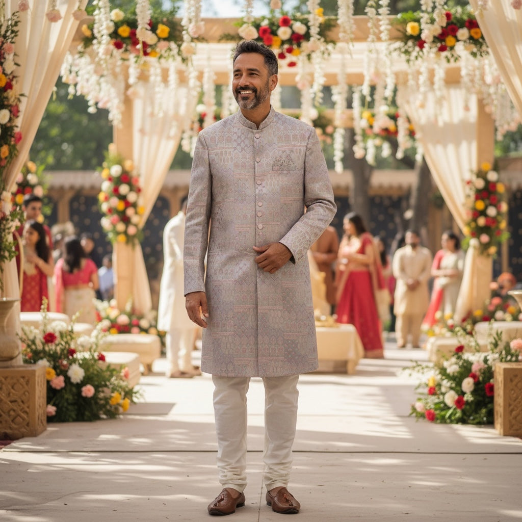 Pastel Garden Sherwani - Vintage India NYC