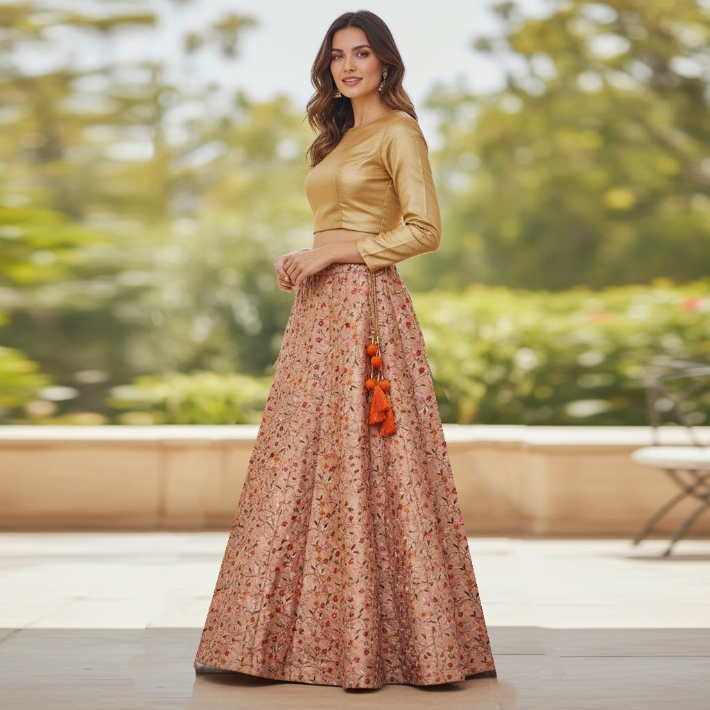 Q Heavy Embroidered Floral Lehengas - Vintage India NYC