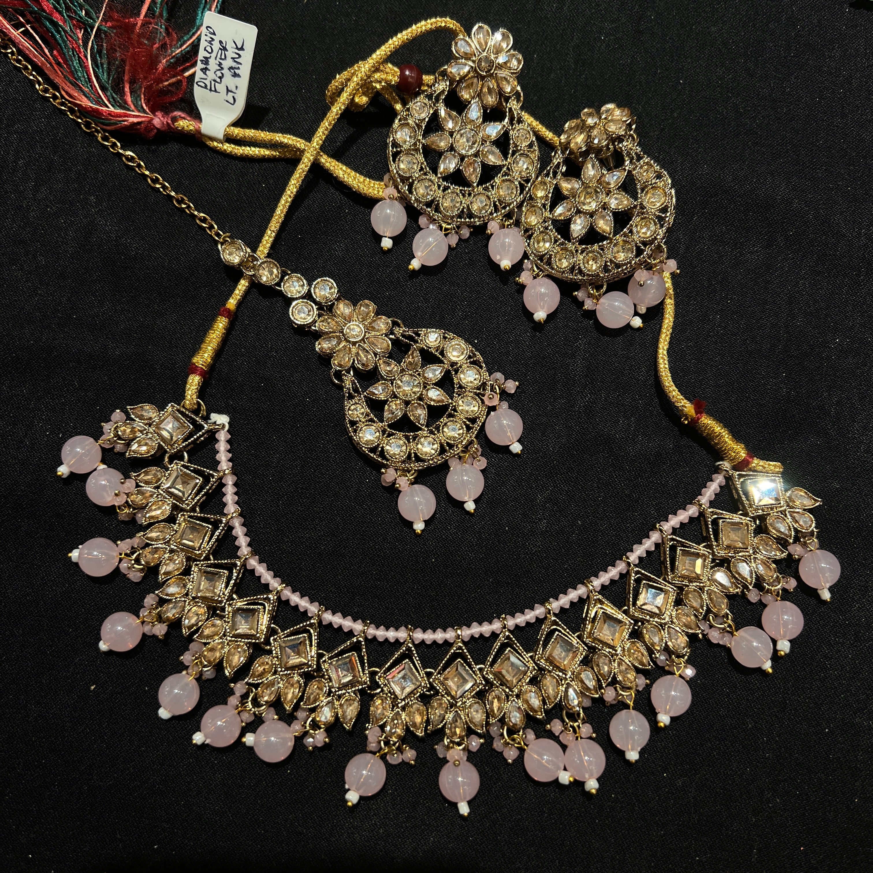 Diamond Flower  Necklace Sets-Colors