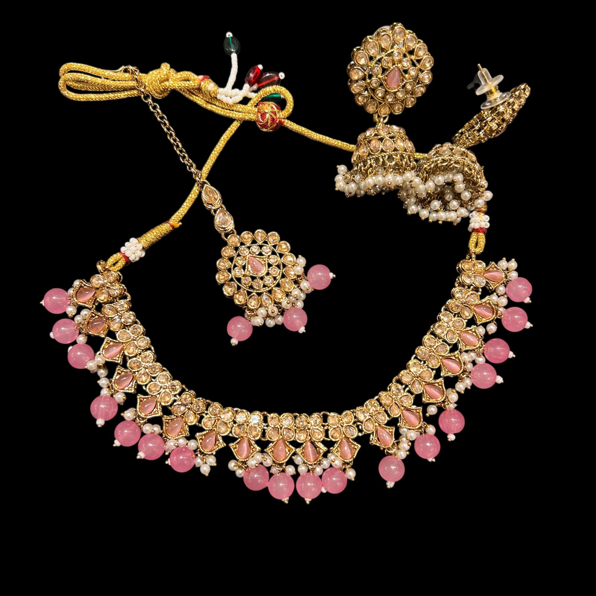 Polki Jhumka Necklace Sets-Colors
