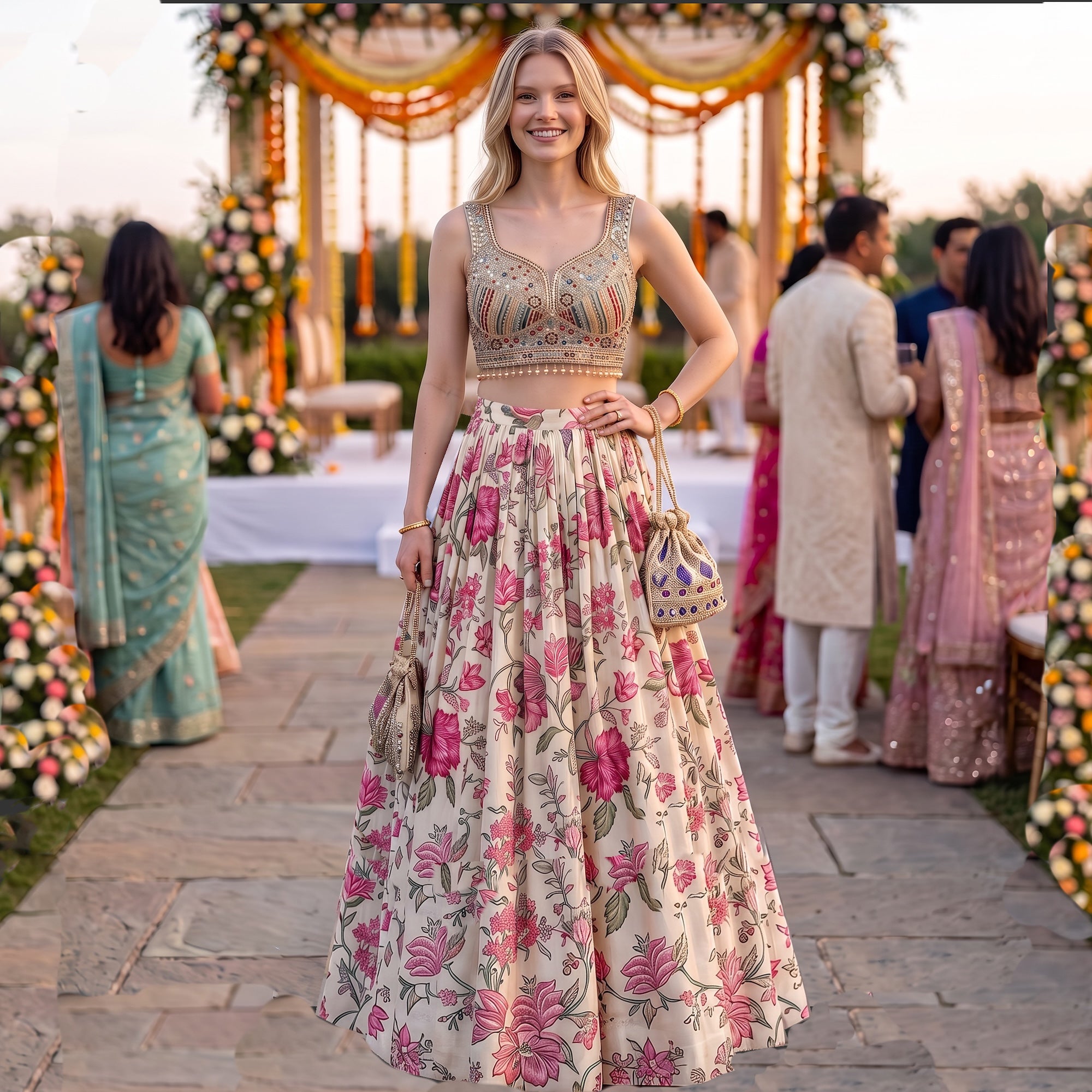 DT Heavy Blouse Floral Lehengas-Colors
