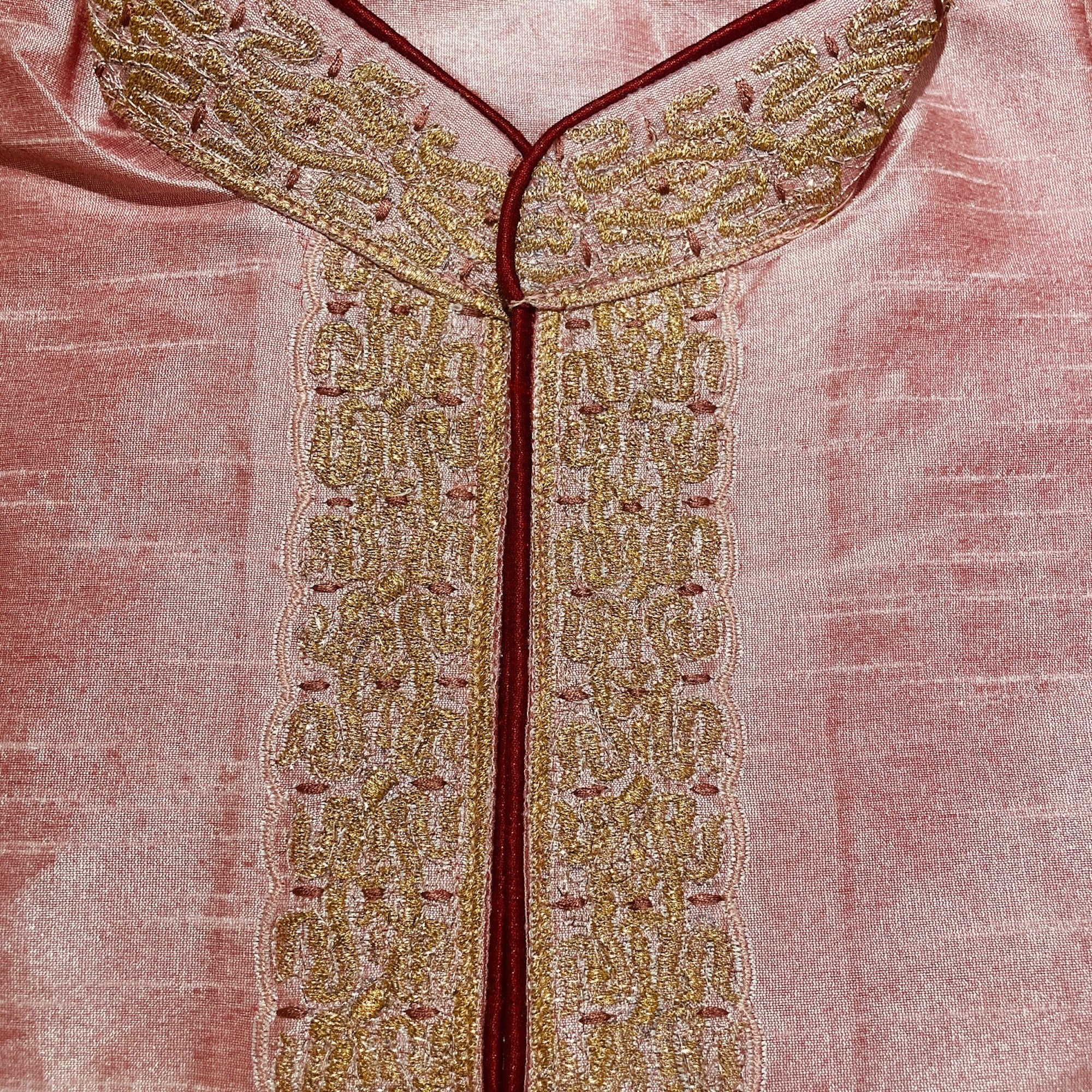 Pink Embroidered Short Kurta - Vintage India NYC