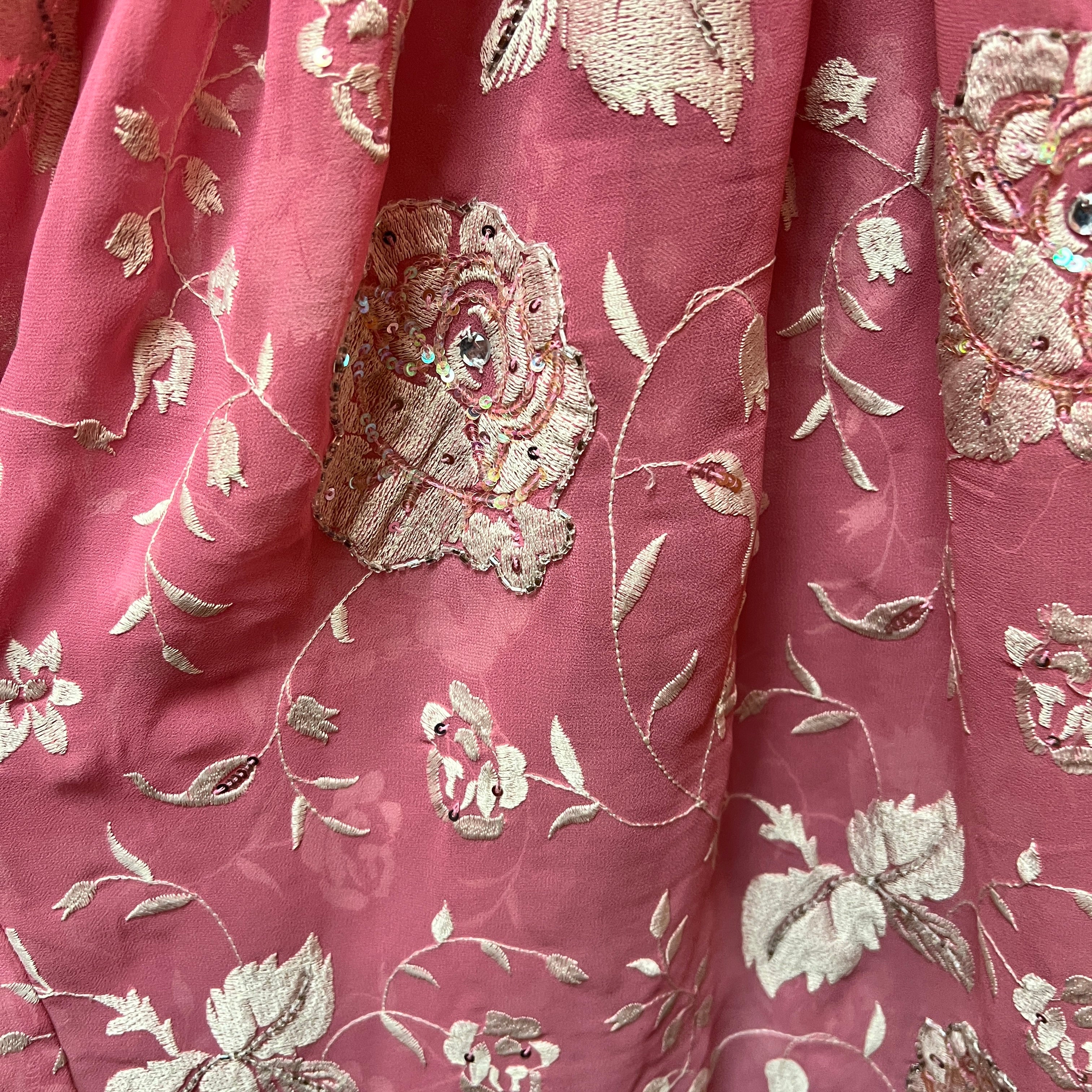 Pink Embroidered Gharara Pants