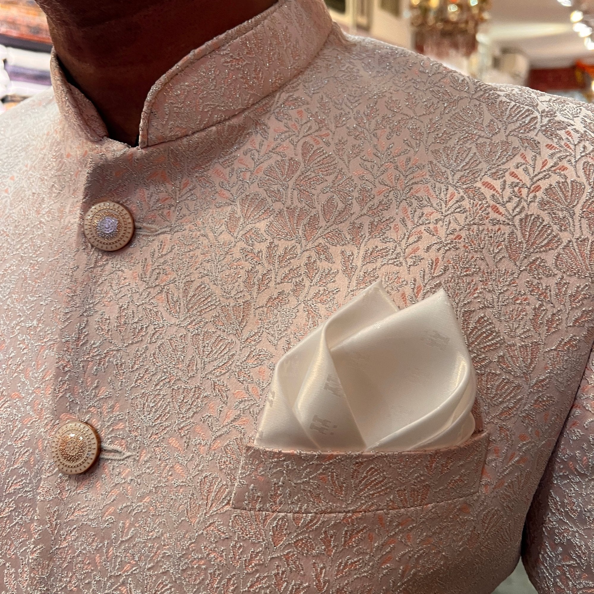 Light Pink Jacquard Jodhpuri Jacket