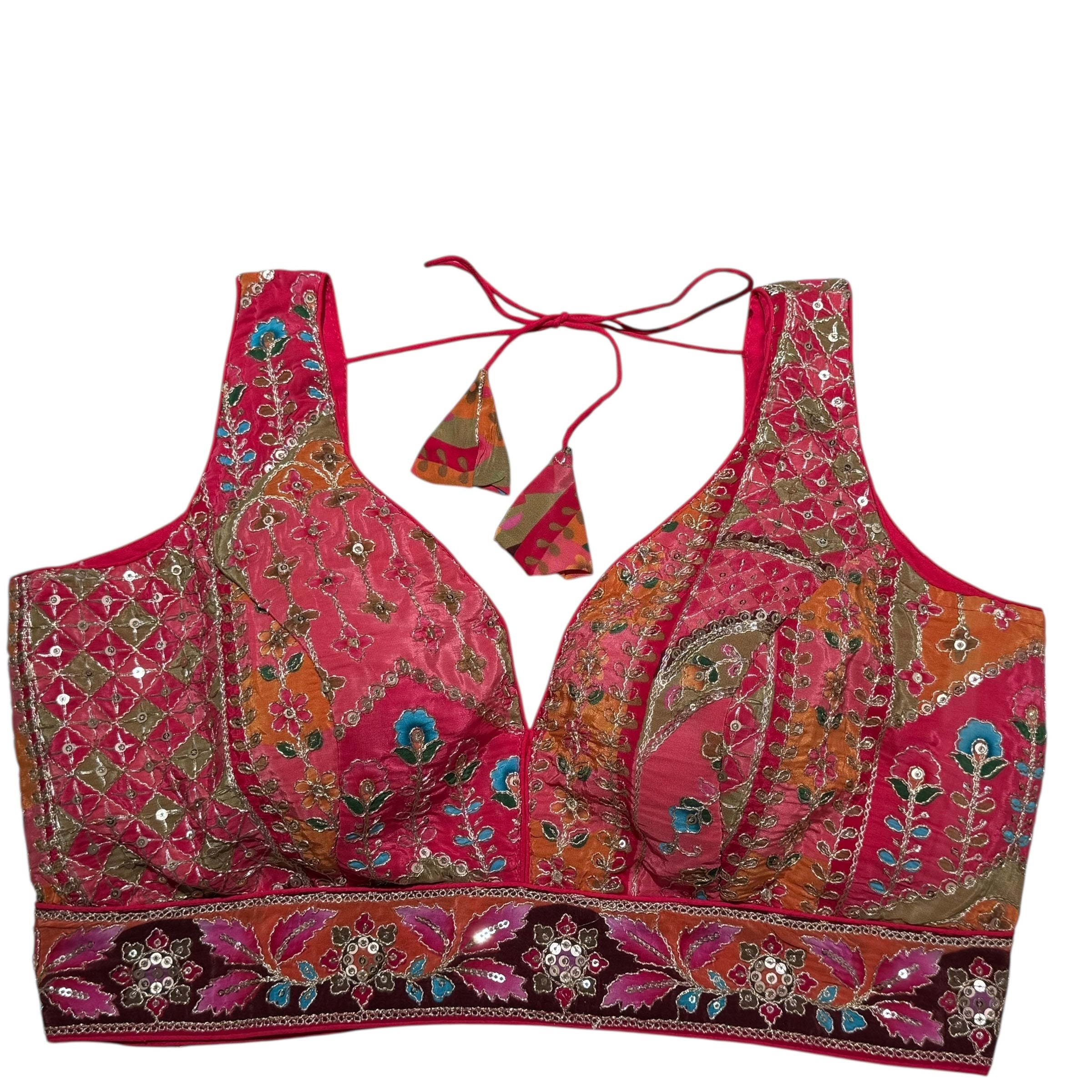 V Neck Embroidered Patchwork Blouse Colors
