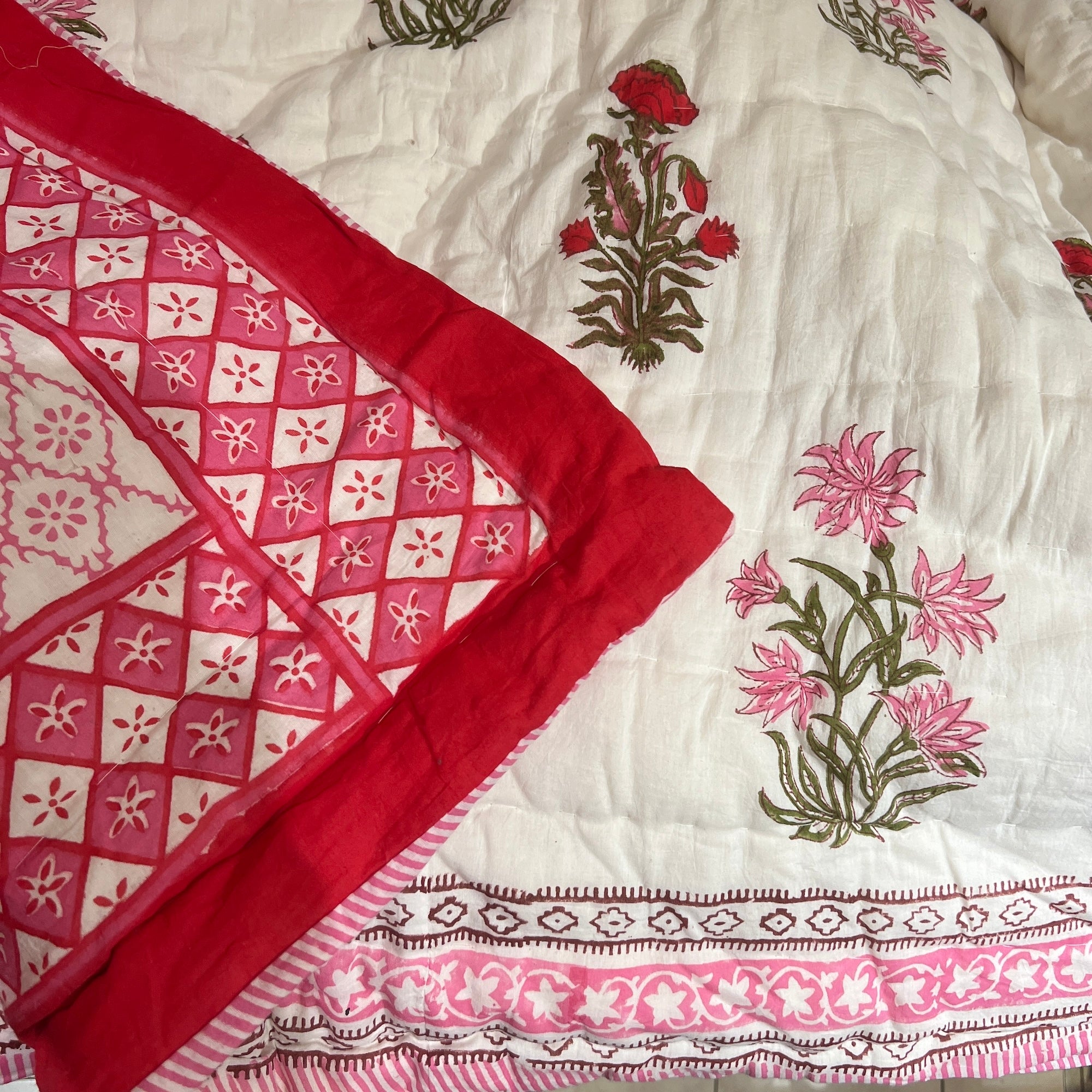 Pink & Red Reversible King Quilt