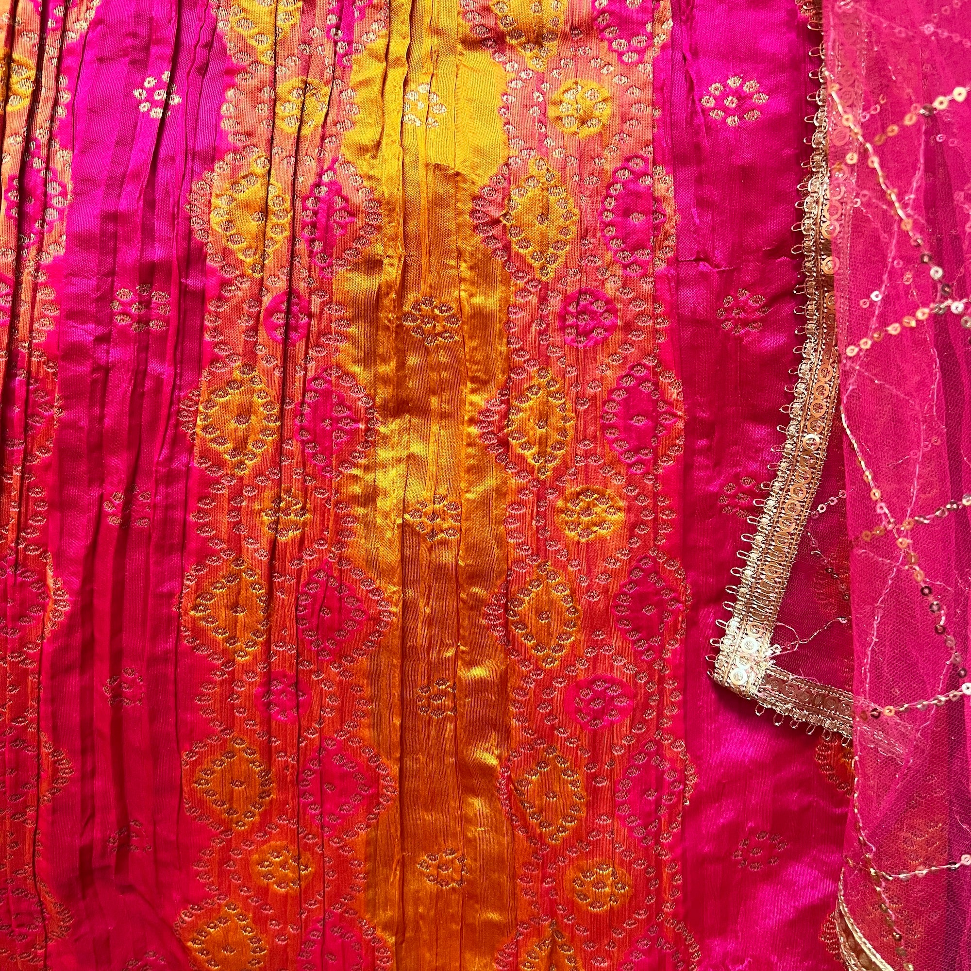 Bright Pink & Saffron Lehenga Set