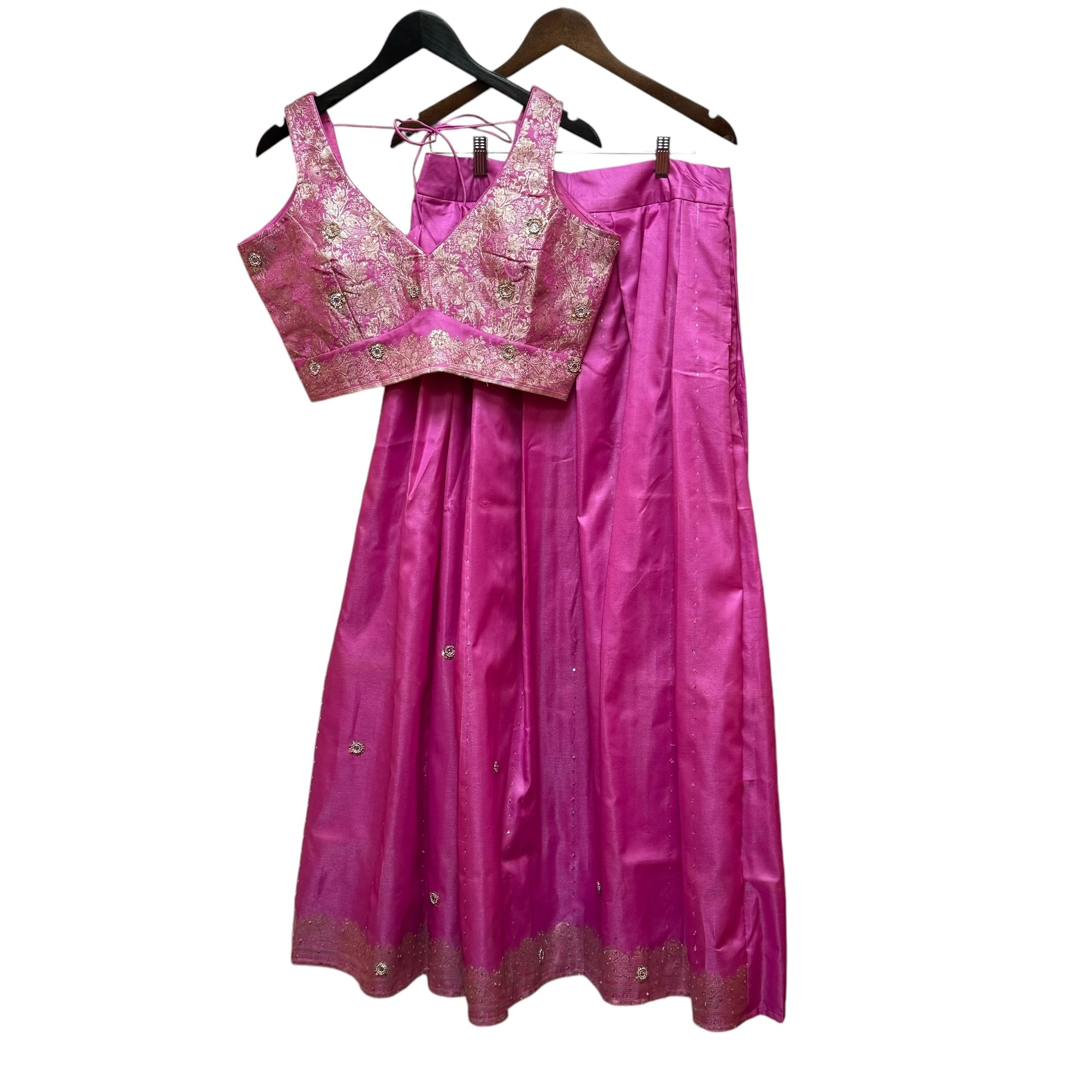 Pink Silk Lehenga Set-Size 40