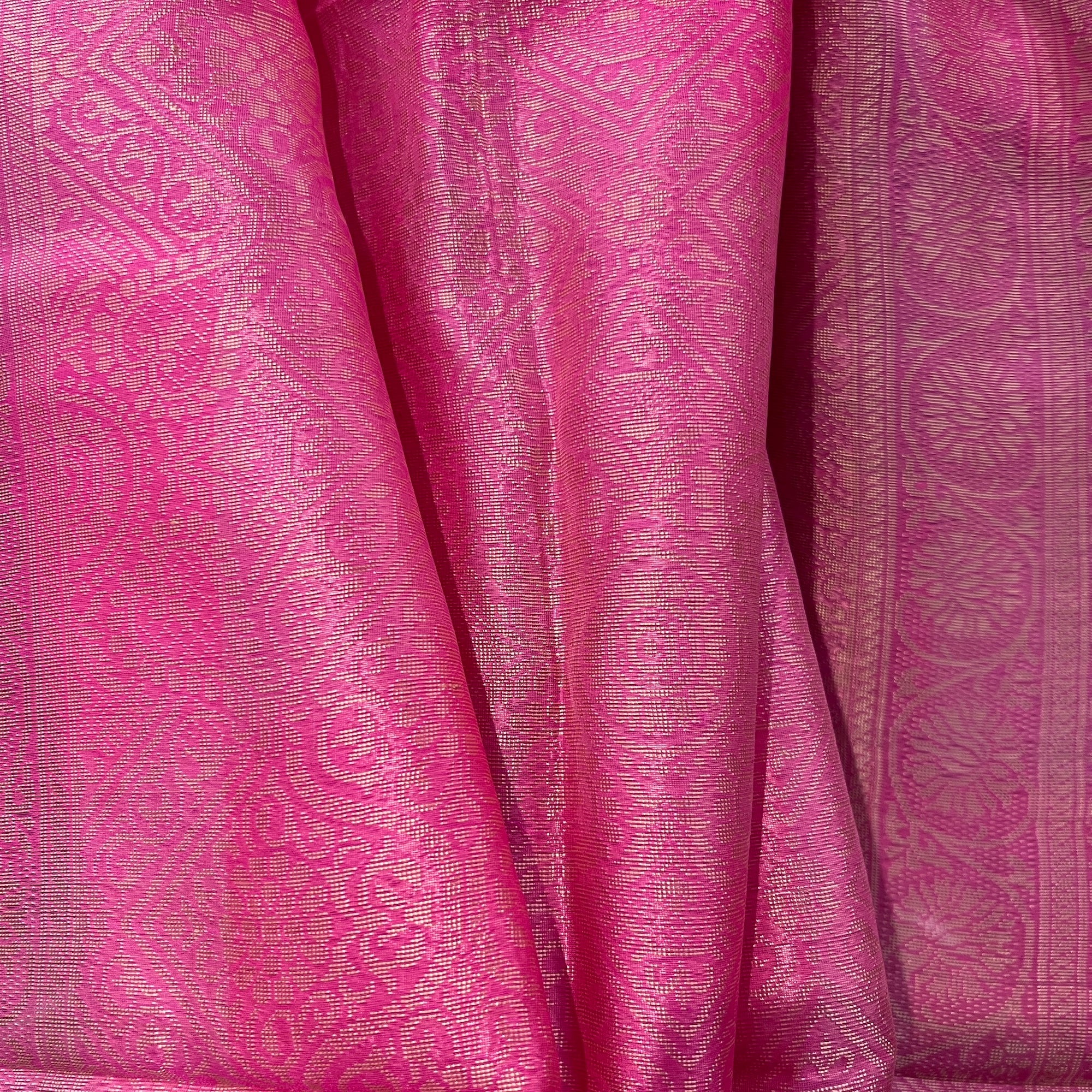 Pink Pure Silk Silver Dupatta Scarf