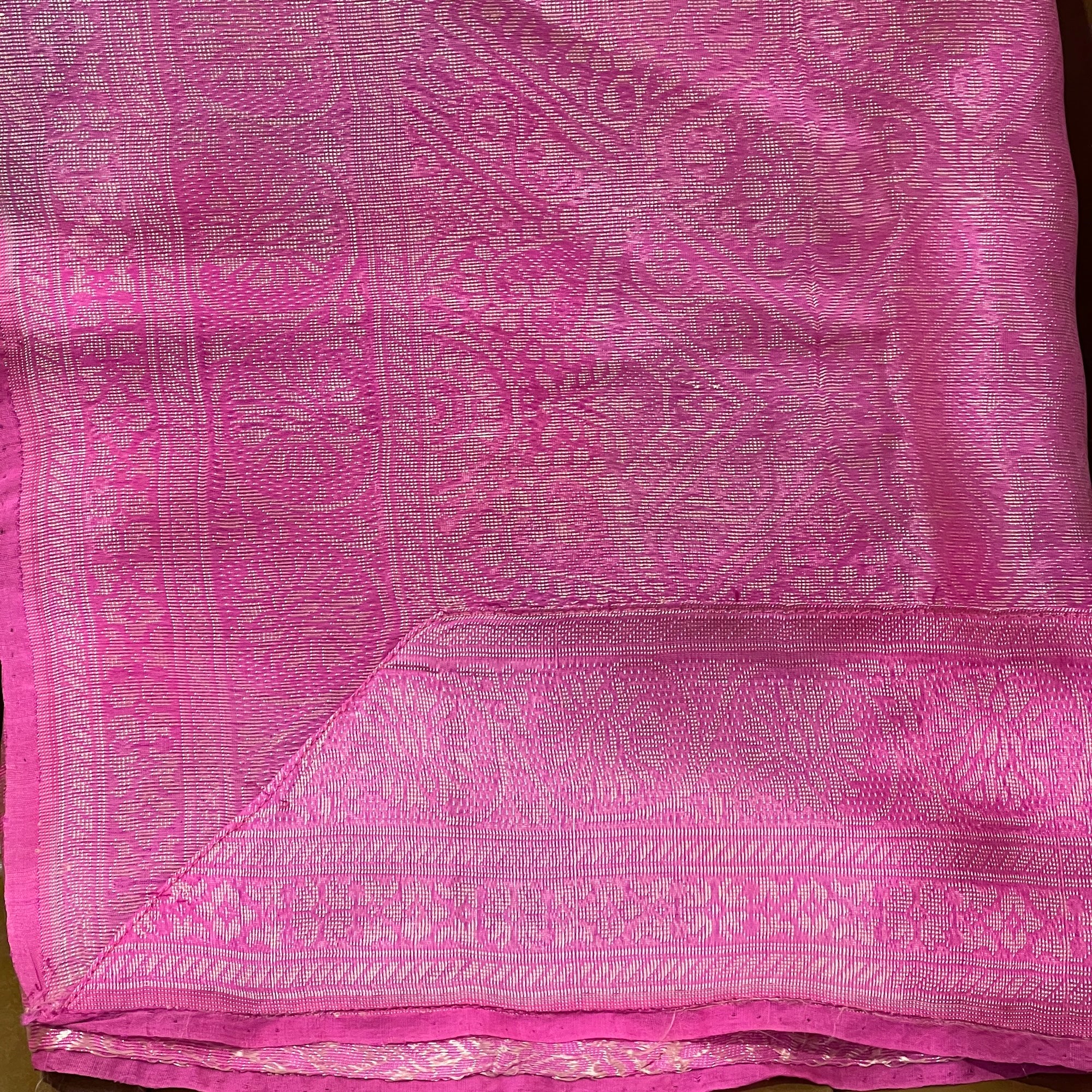 Pink Pure Silk Silver Dupatta Scarf