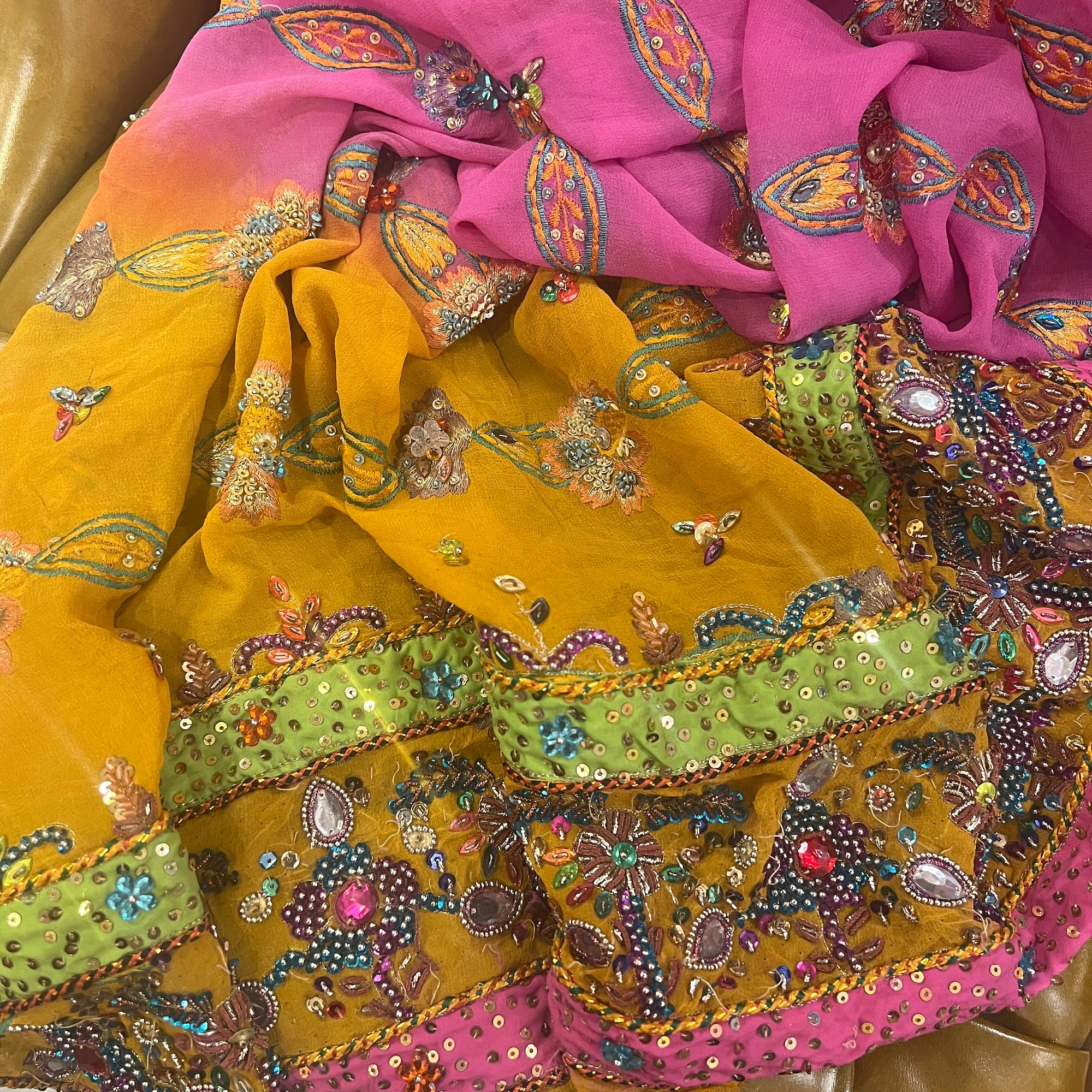 Mustard Multicolored Embroidered Dupatta 9022