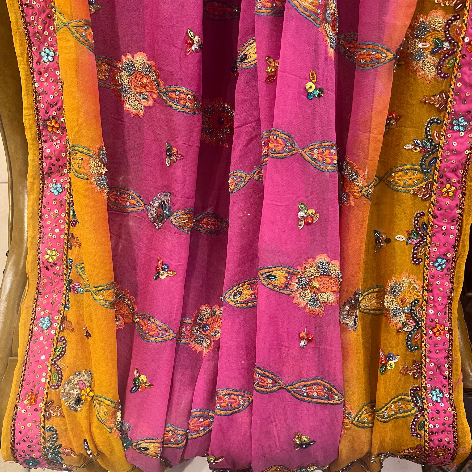 Mustard Multicolored Embroidered Dupatta 9022