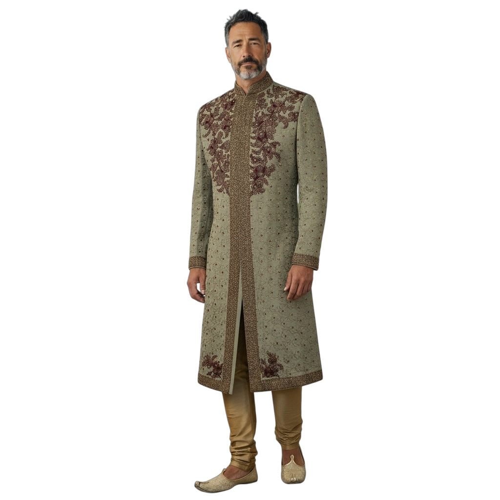 Vintage Pista Sage Sherwani