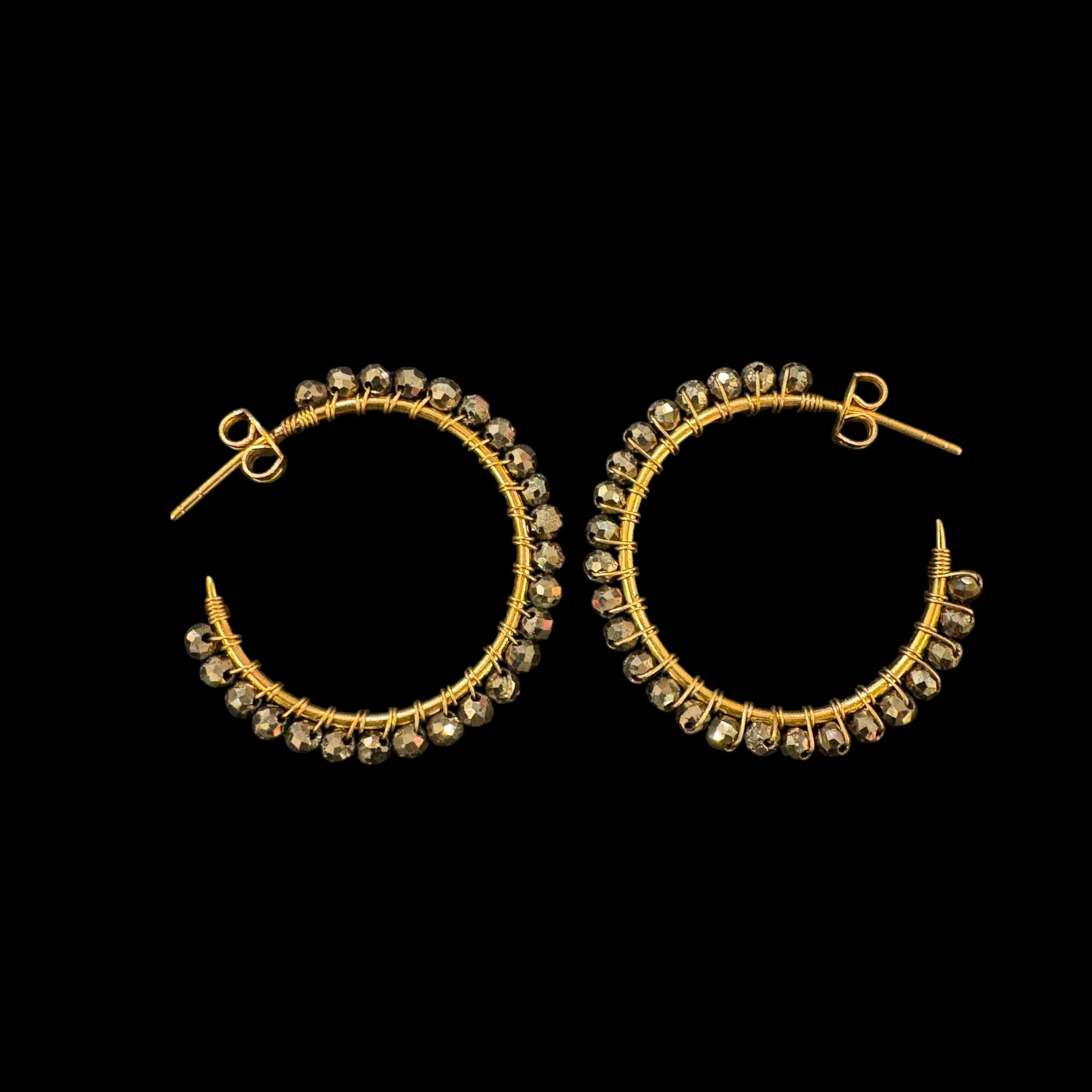 MK Semi Precious Gemstone Hoop Earrings-Colors - Vintage India NYC