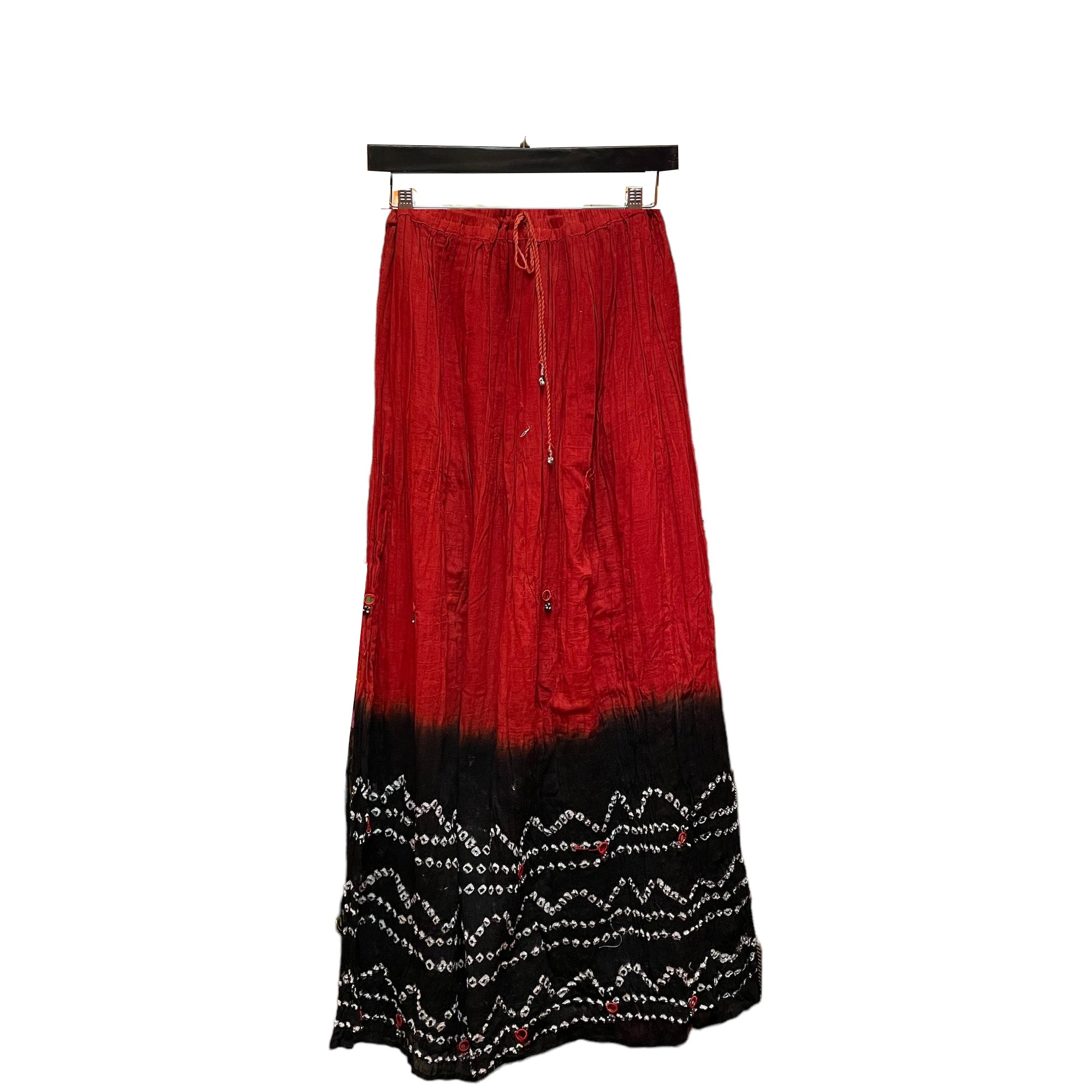 Boho Skirt-Red & Black Bandhani - Vintage India NYC