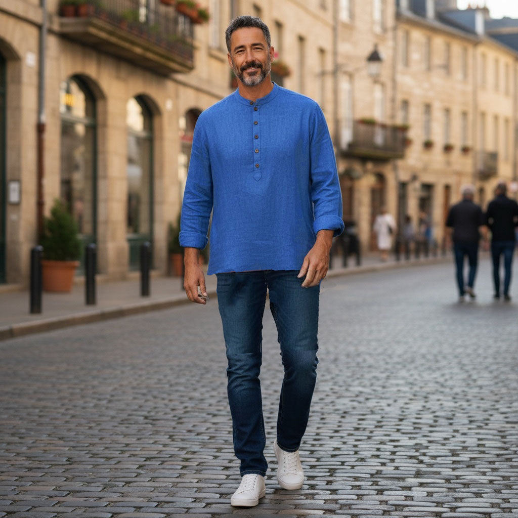 Khadi Short Kurta Shirt - size 42 - Vintage India NYC