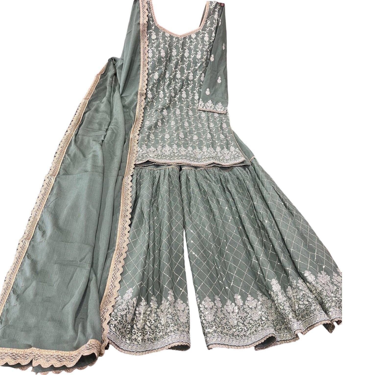 Crepe Gharara Set w/ Sequins-3 Colors