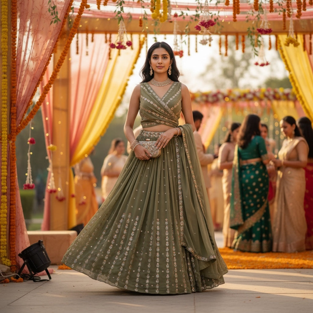 Sage Lehenga Set - Vintage India NYC