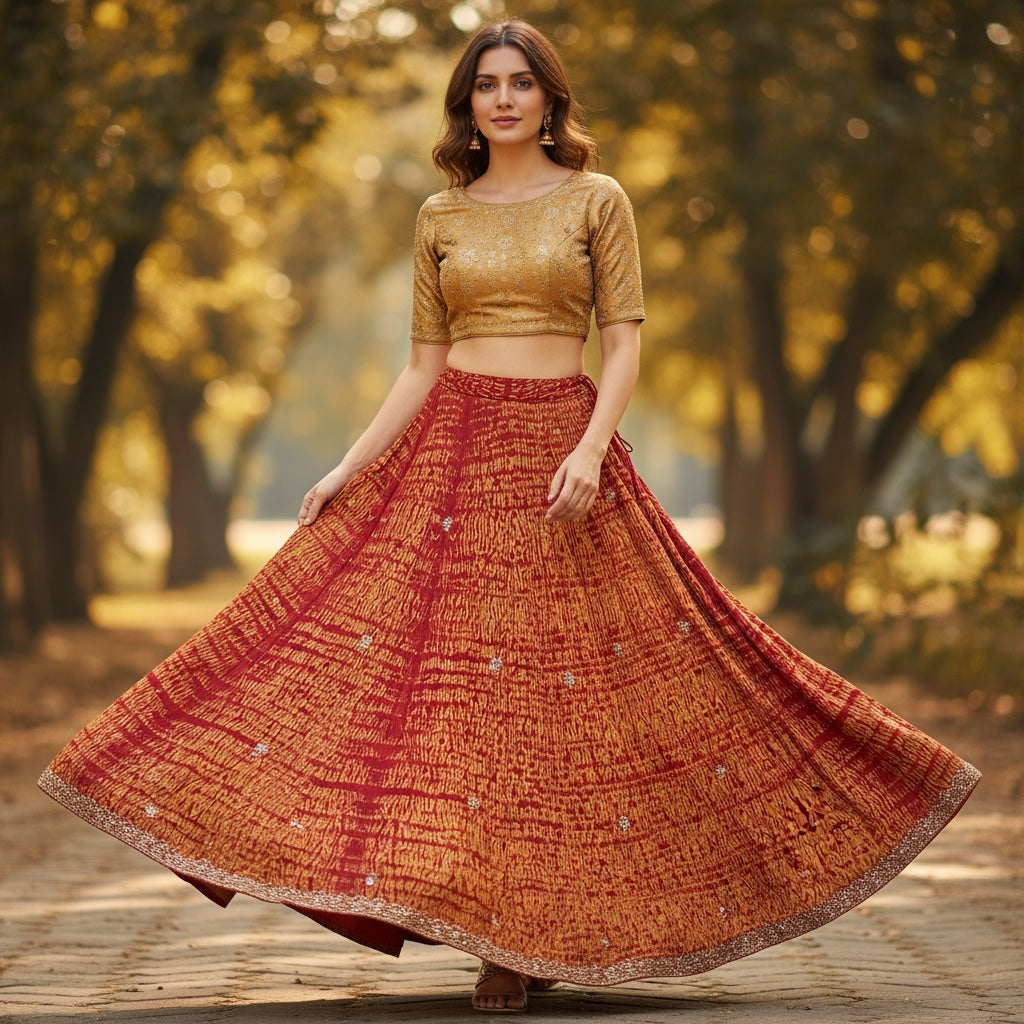 Vintage Silk Shibori Lehenga