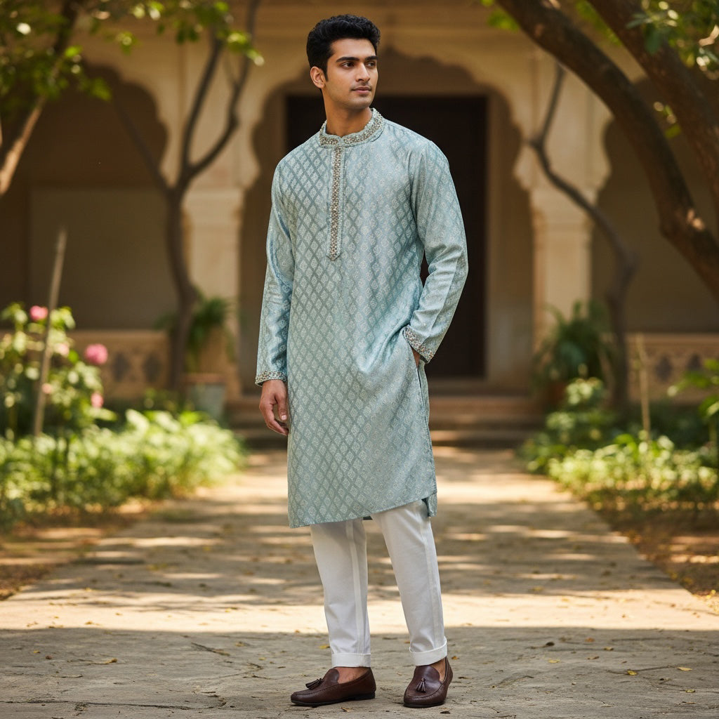 Plume Motif Kurta-Colors - Vintage India NYC