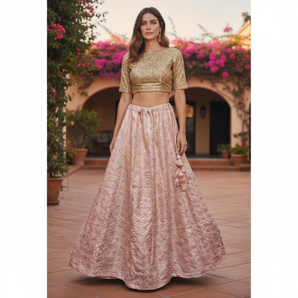 Sun Motif Sequin Lehengas-2 Colors - Vintage India NYC