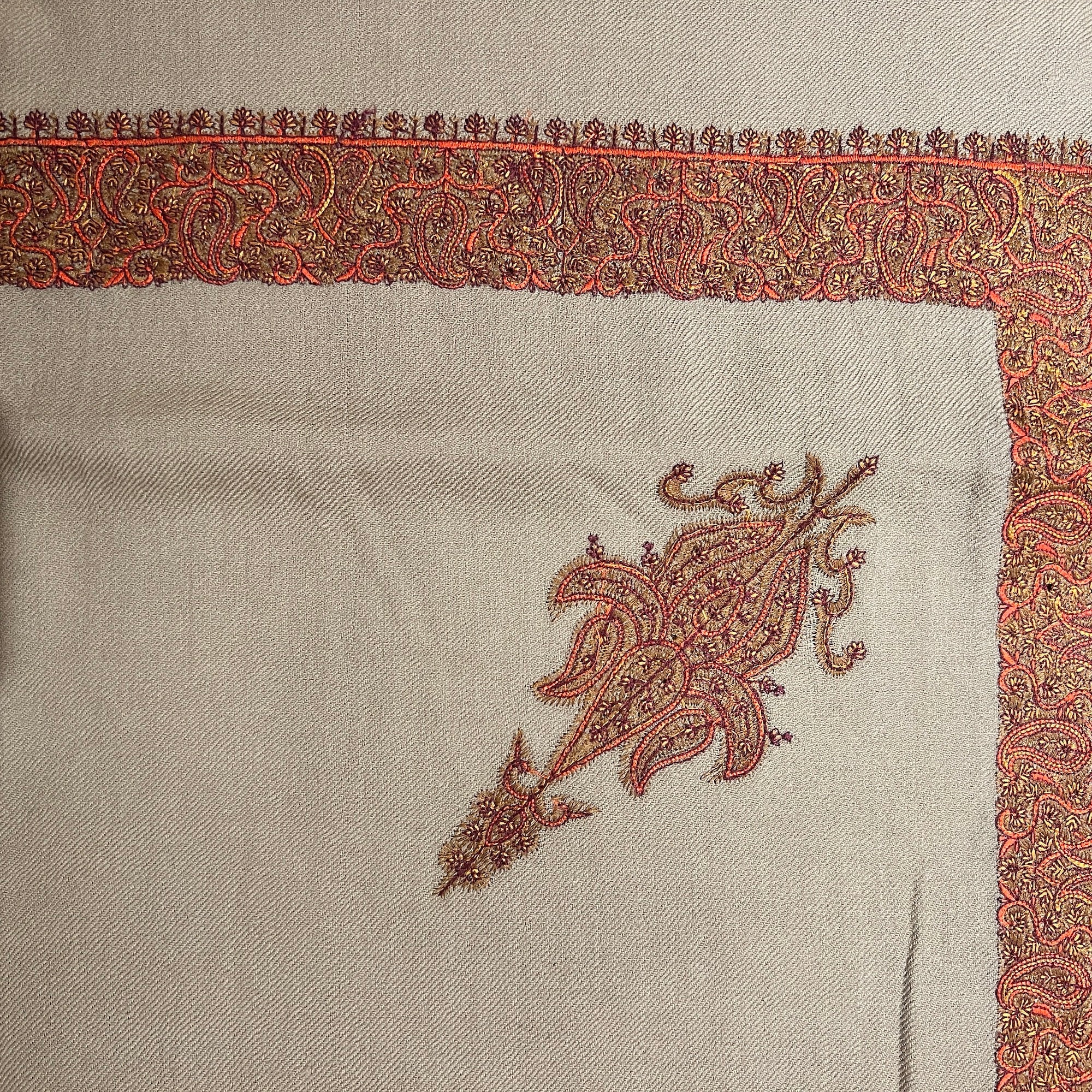 AM Embroidered Woolen Shawl- 3 Colors - Vintage India NYC
