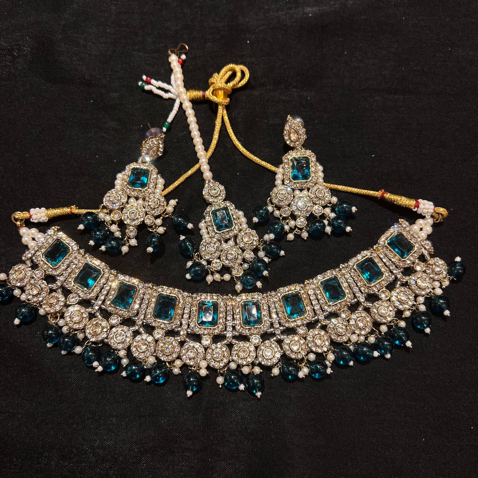 Oblong White Stone Necklace Set-Colors