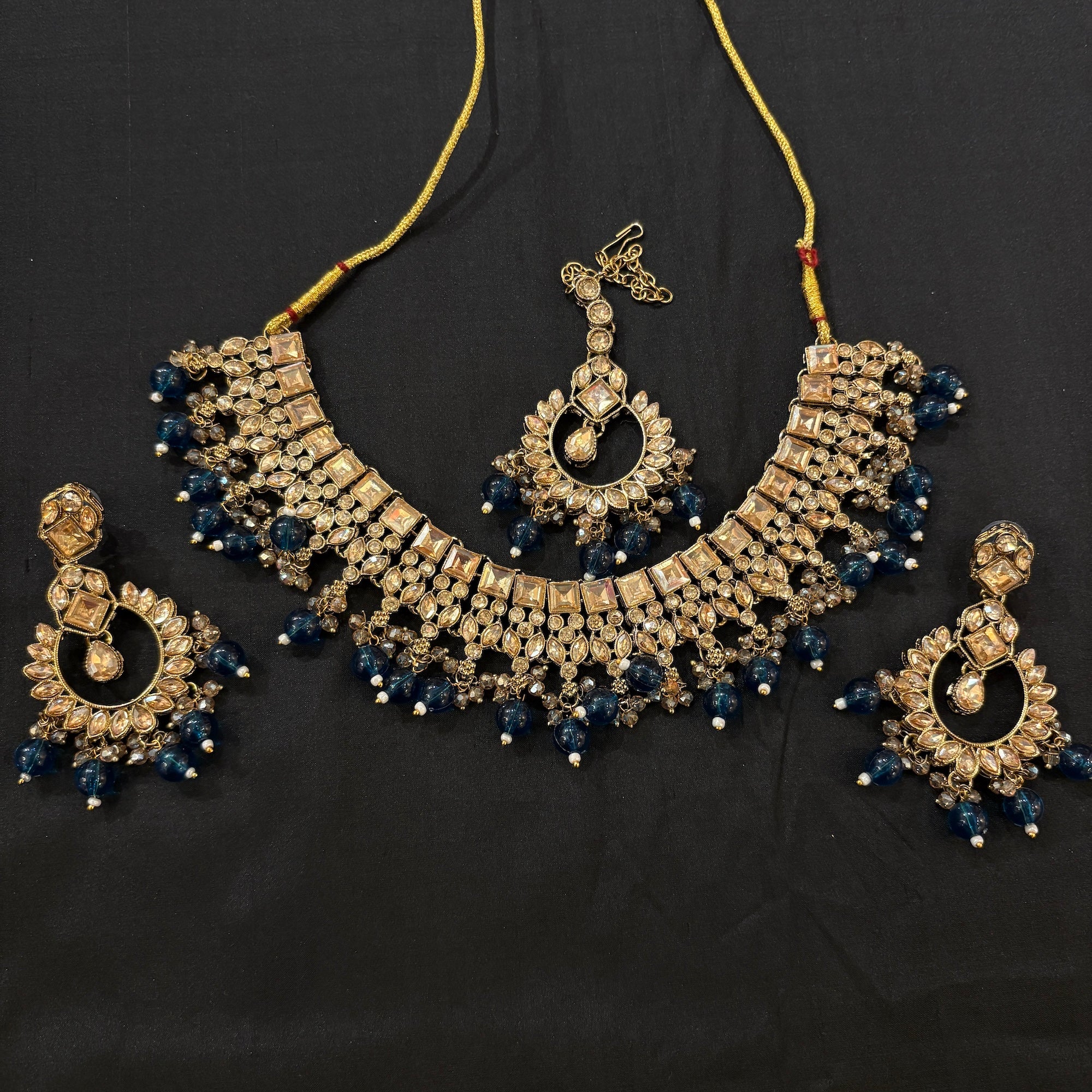 DT Square Stone Necklace Sets- Colors - Vintage India NYC