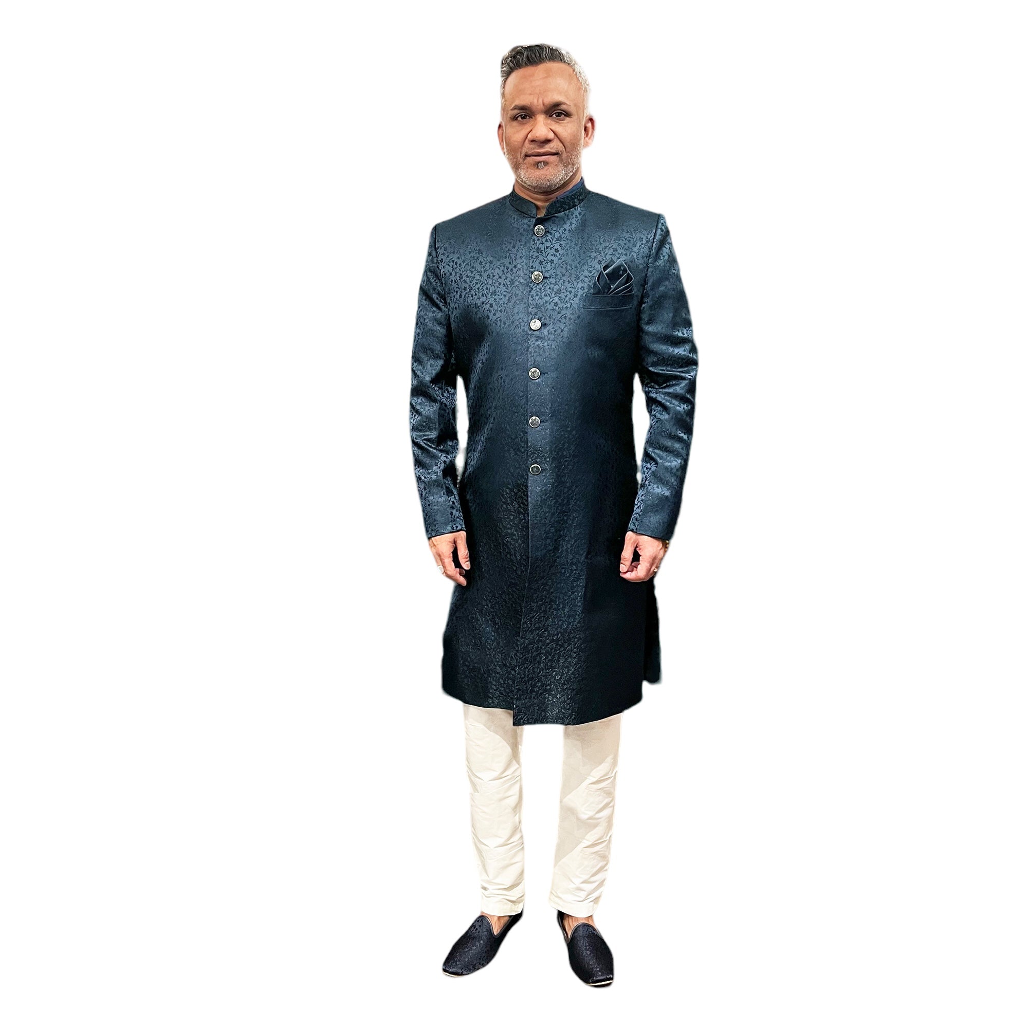 Ocean Floral Jacquard Sherwani