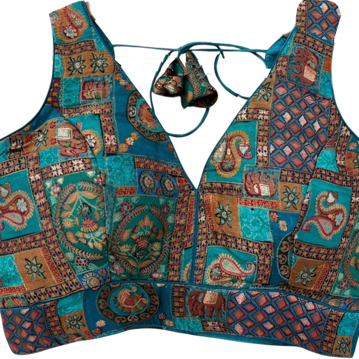 V Neck Embroidered Patchwork Blouse Colors