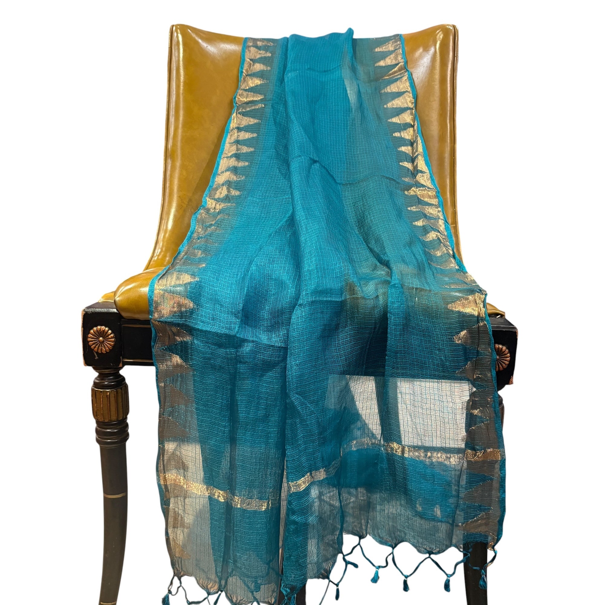 Ocean Kota Silk Handwoven Dupatta - Vintage India NYC