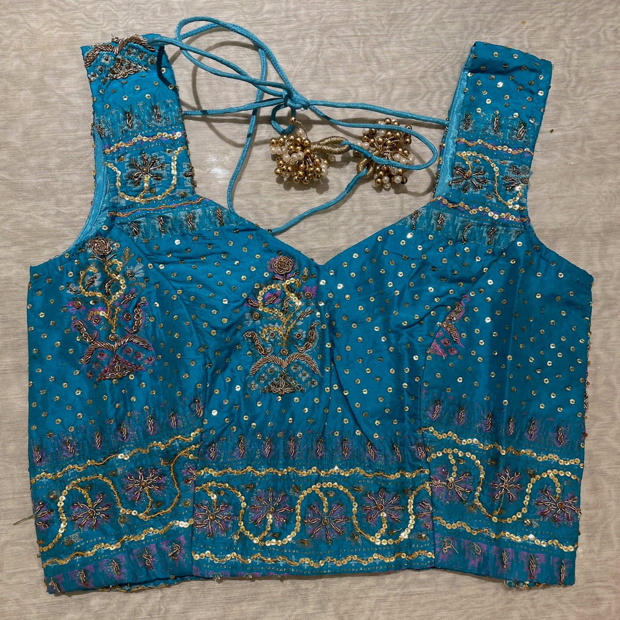 Embroidered Saree Blouses-Size 28 - Vintage India NYC