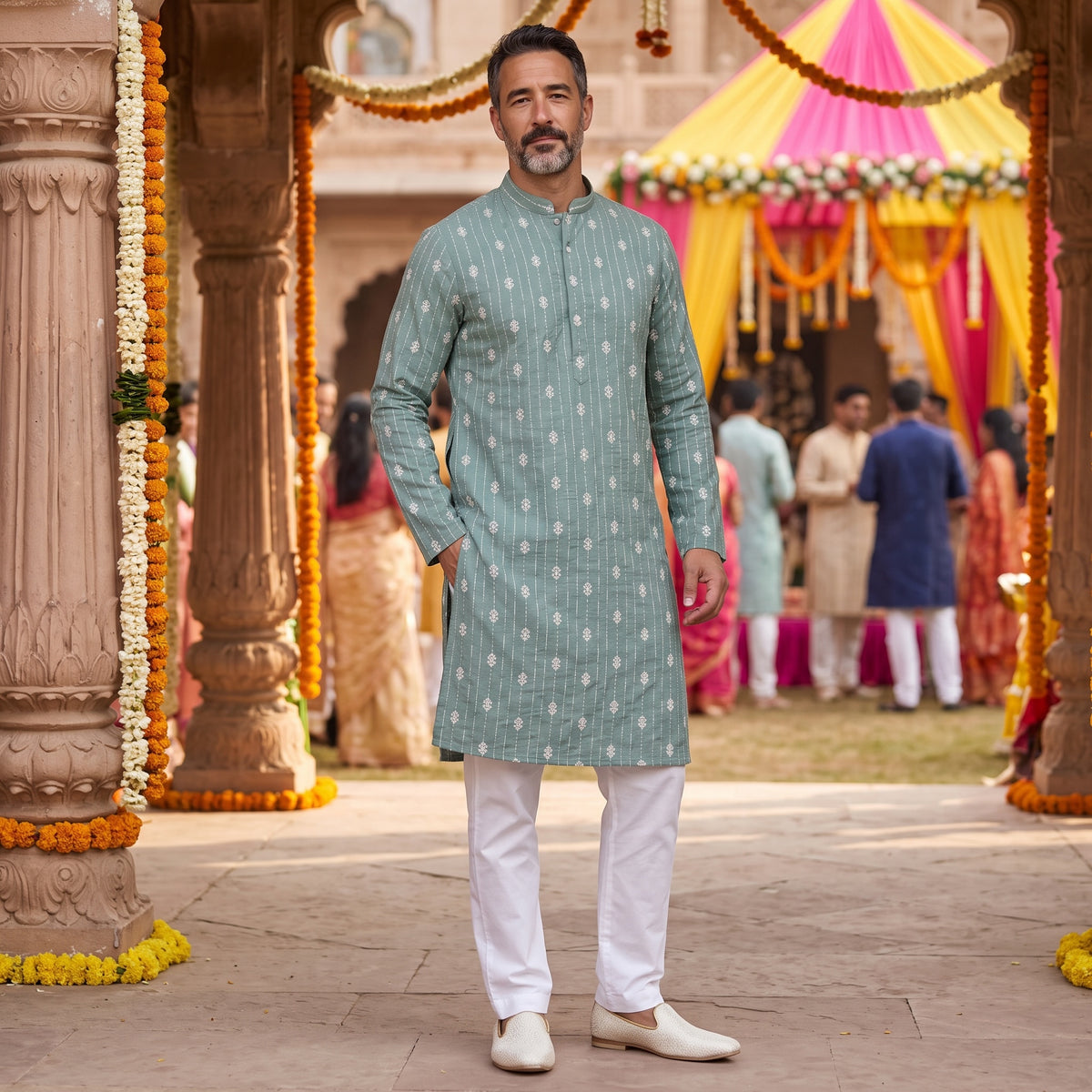 Streaming Embroidered Kurta-Colors - Vintage India NYC