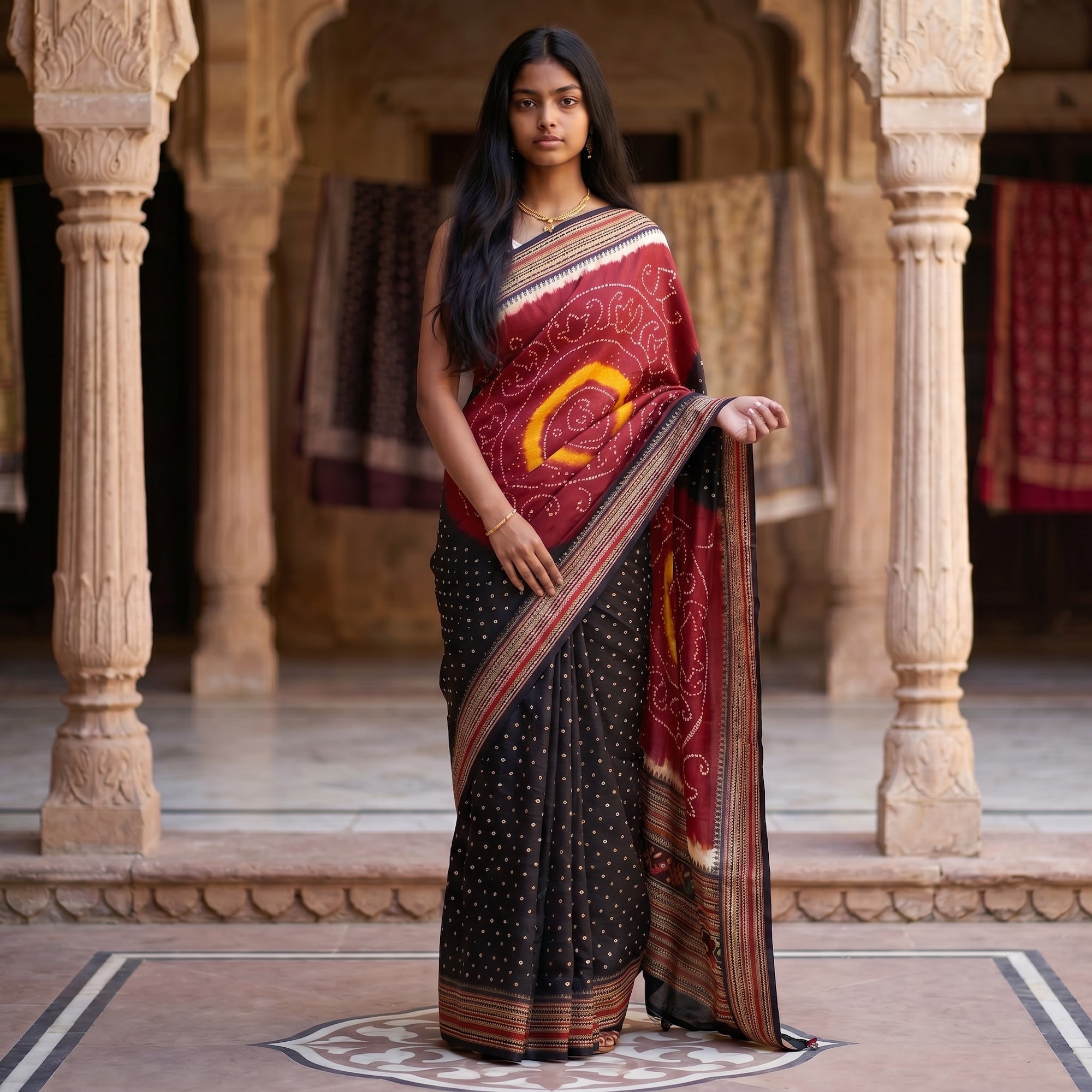 Bandhani Tussar Silk Saree - Vintage India NYC