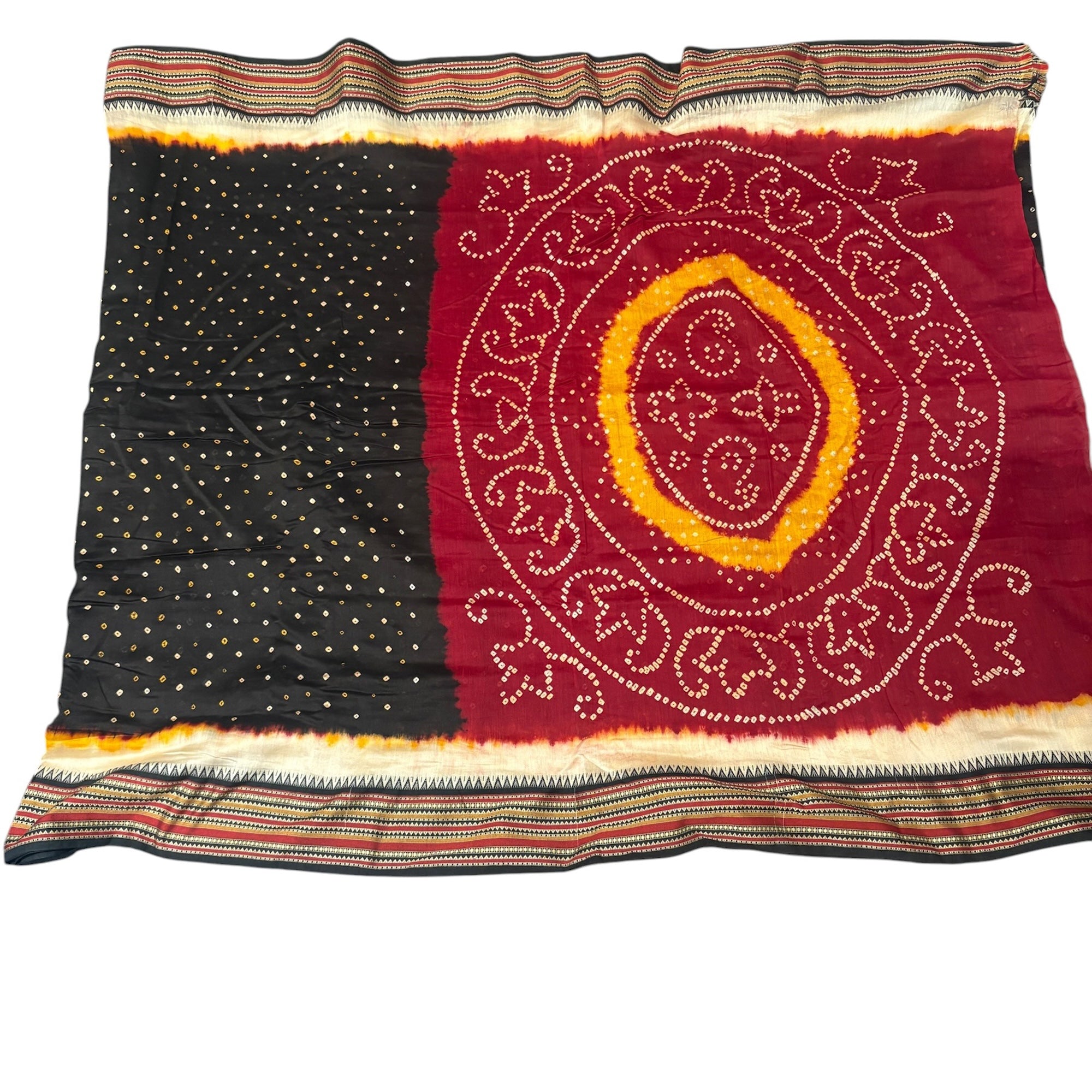 Bandhani Tussar Silk Saree - Vintage India NYC