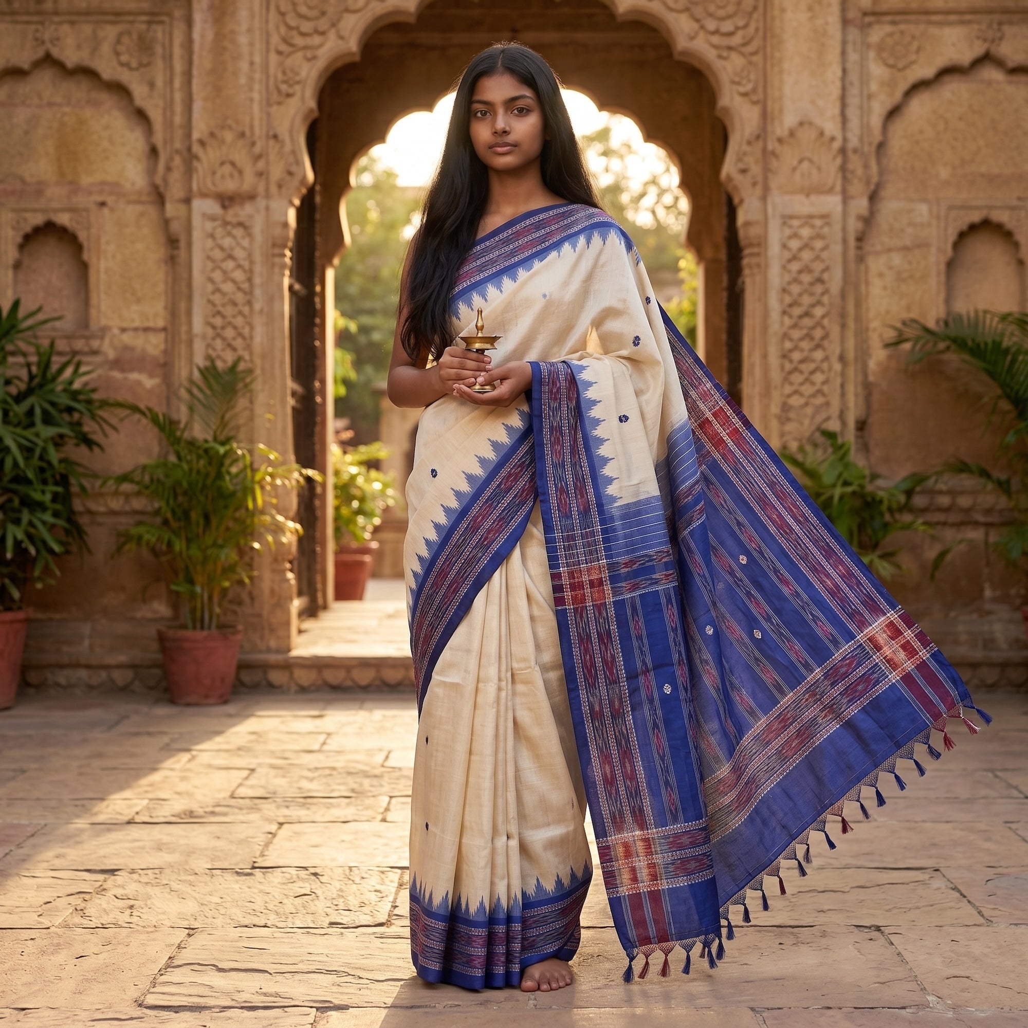 Ikat Tussar Silk Saree - Vintage India NYC