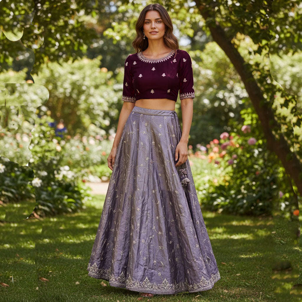 Vintage Silk Lavender Lehenga