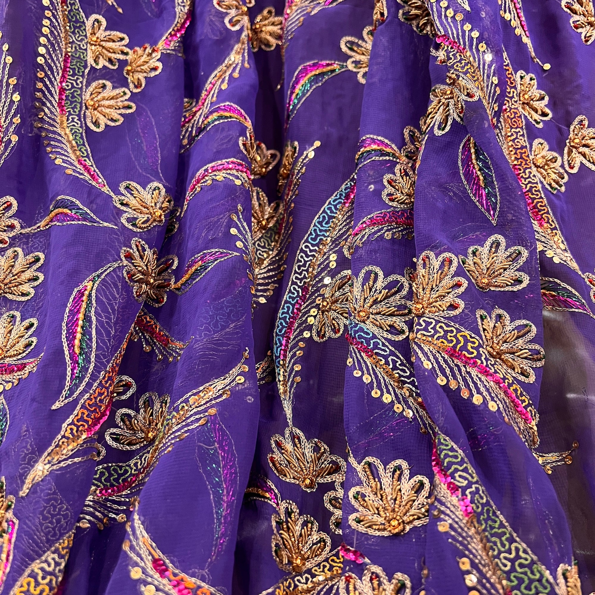 Violet Chiffon Zardosi Heavy Work Dupatta 9048