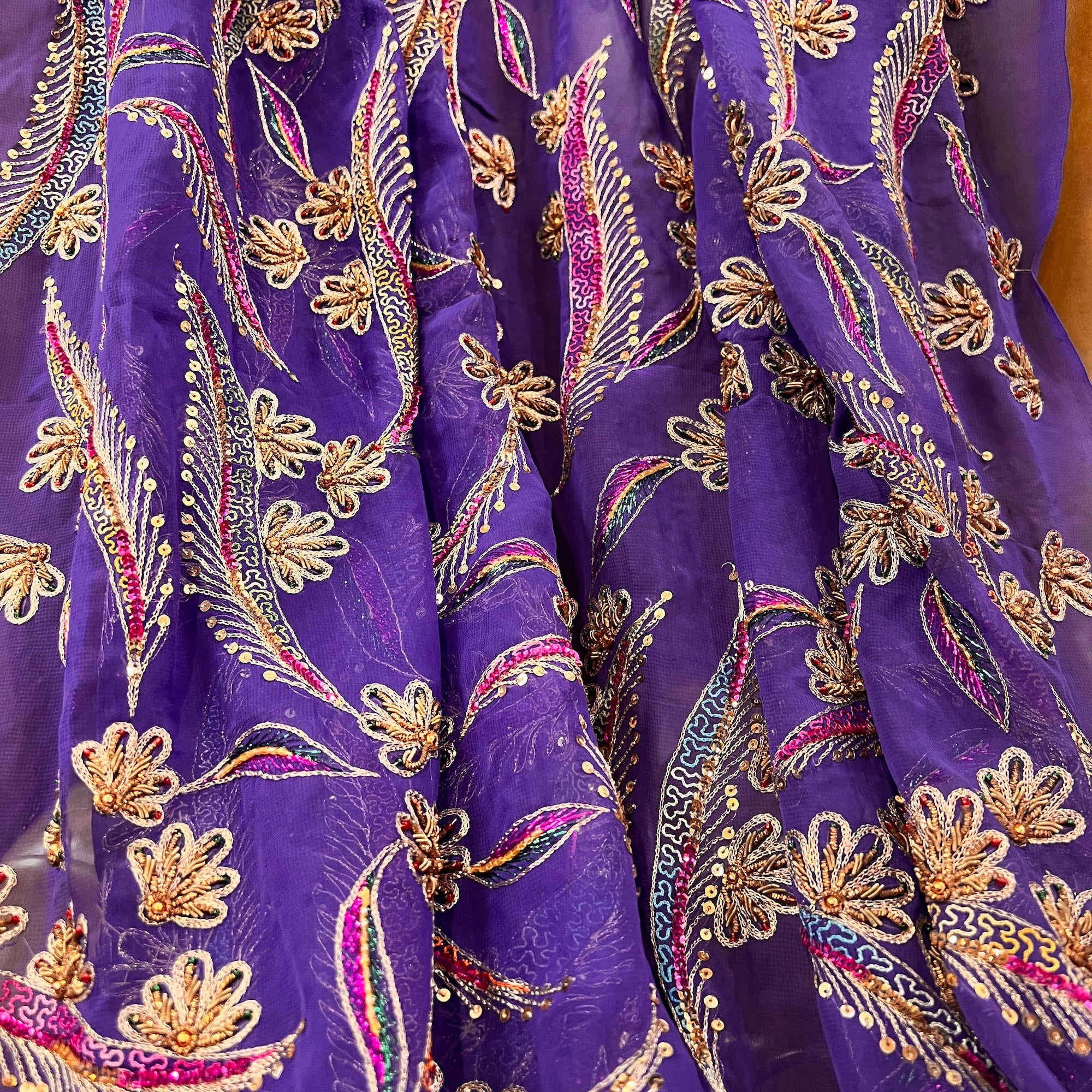 Violet Chiffon Zardosi Heavy Work Dupatta 9048